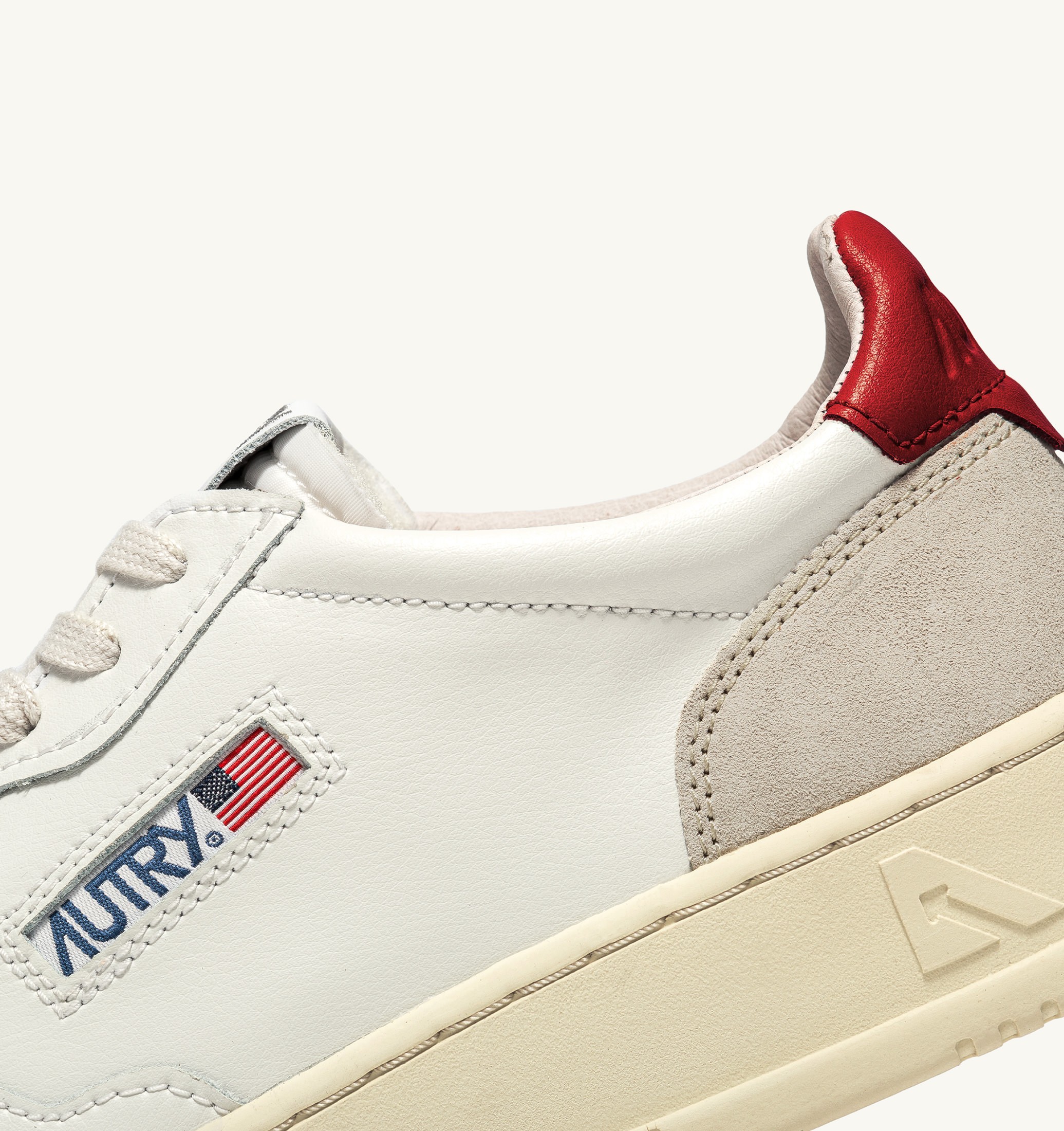 SNEAKERS MEDALIST LOW IN PELLE BIANCA E ROSSA E SUEDE BEIGE