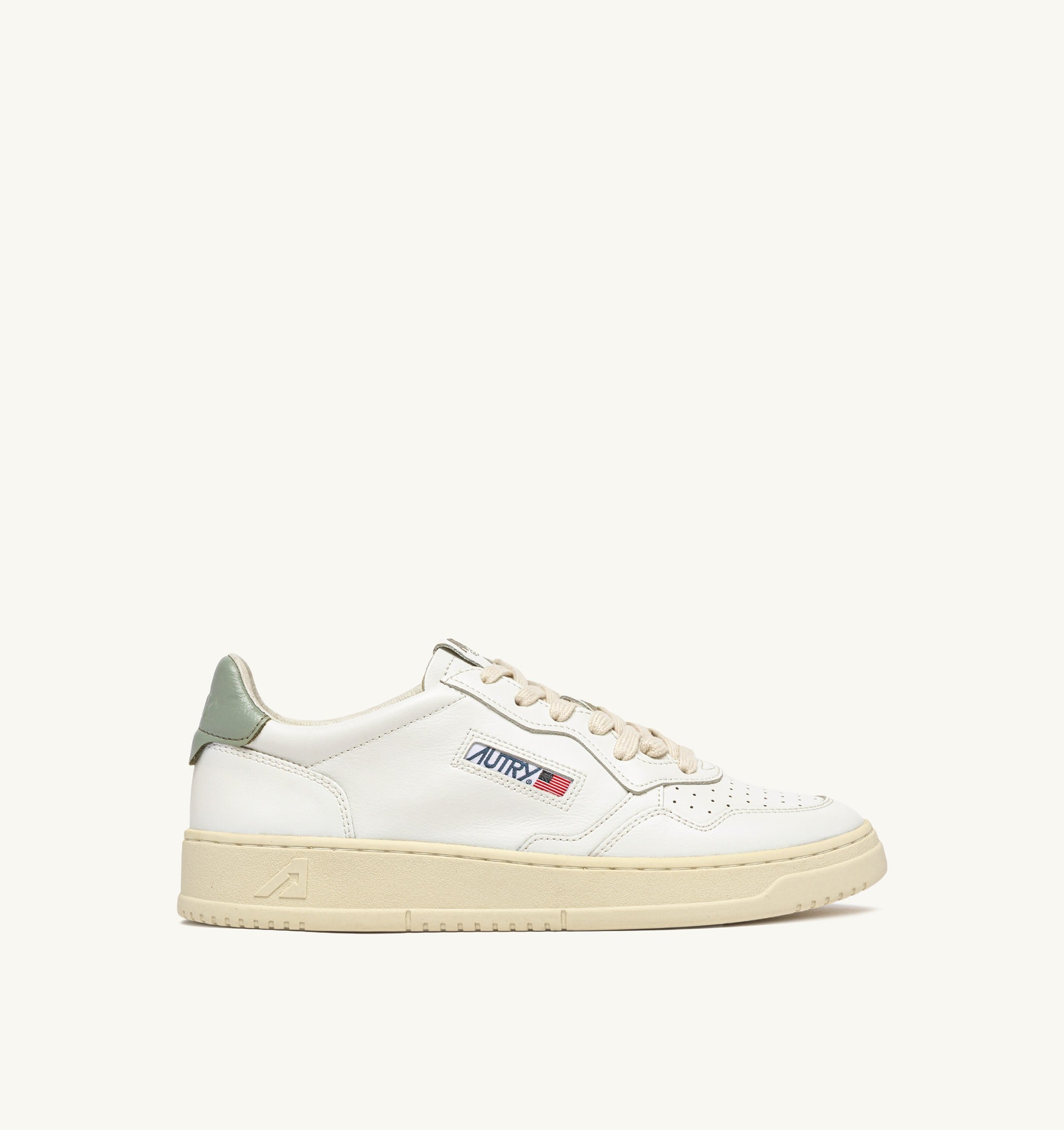SNEAKERS MEDALIST LOW IN PELLE BIANCA E SEA GREEN