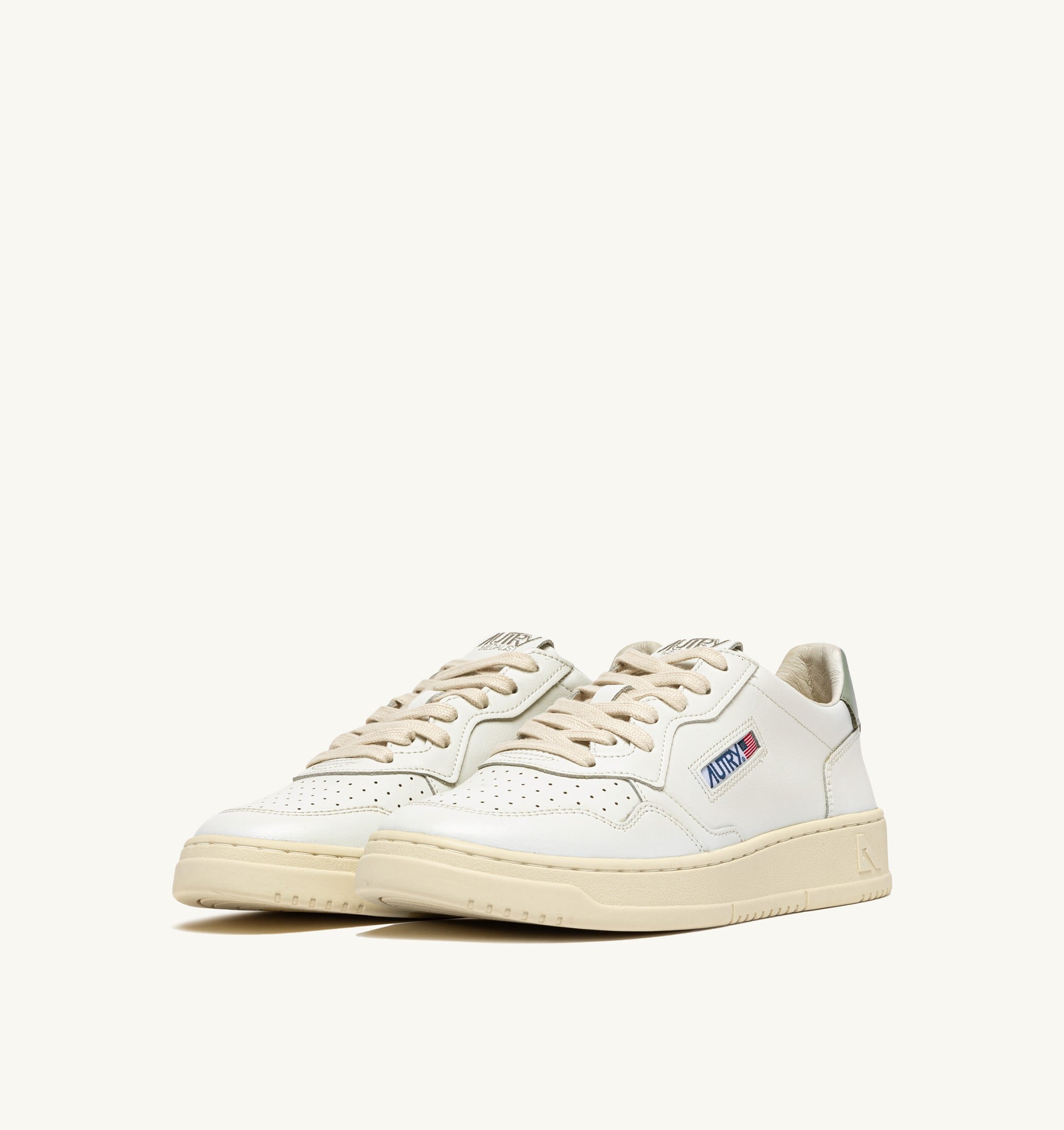 SNEAKERS MEDALIST LOW IN PELLE BIANCA E SEA GREEN