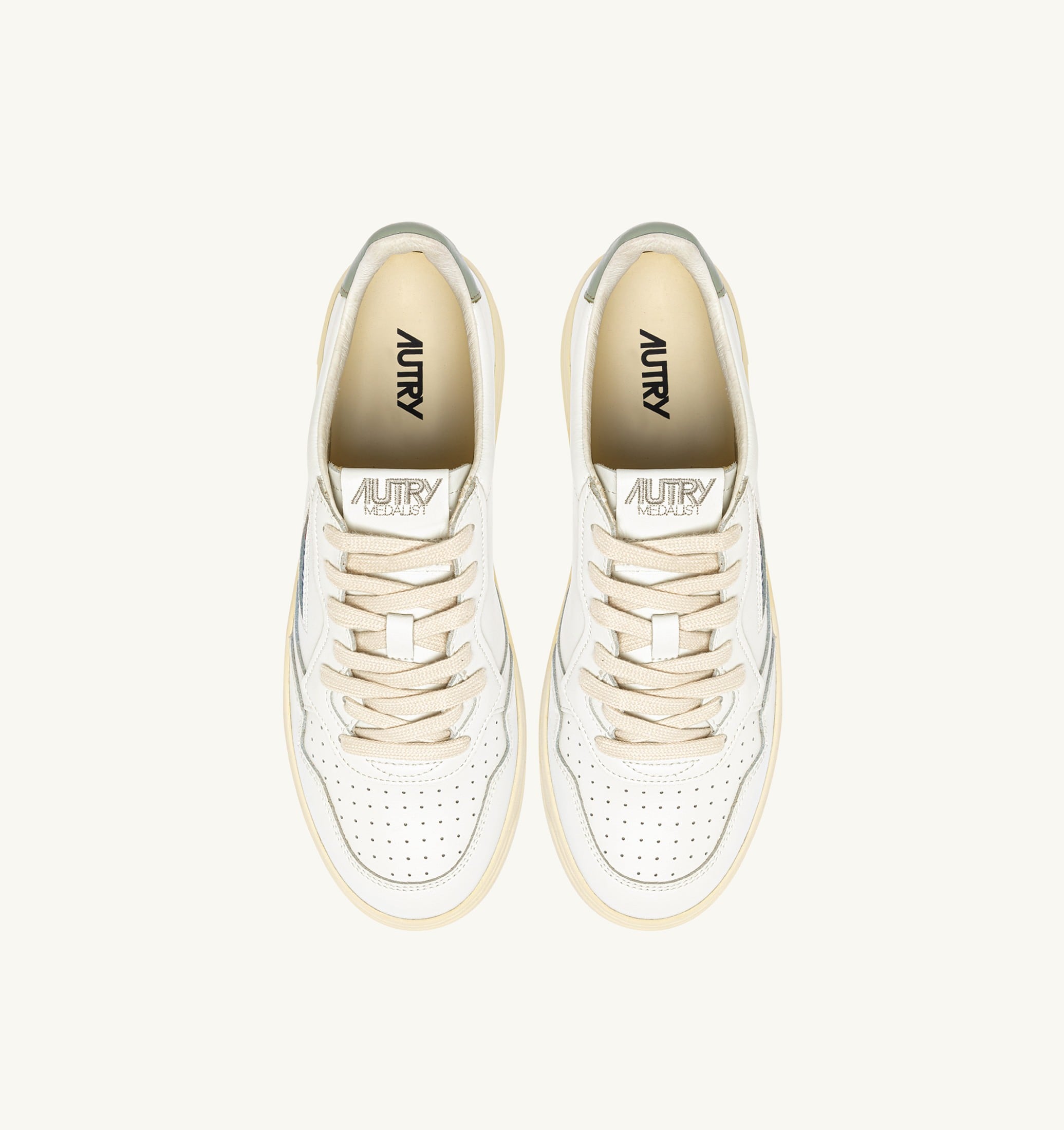 SNEAKERS MEDALIST LOW IN PELLE BIANCA E SEA GREEN