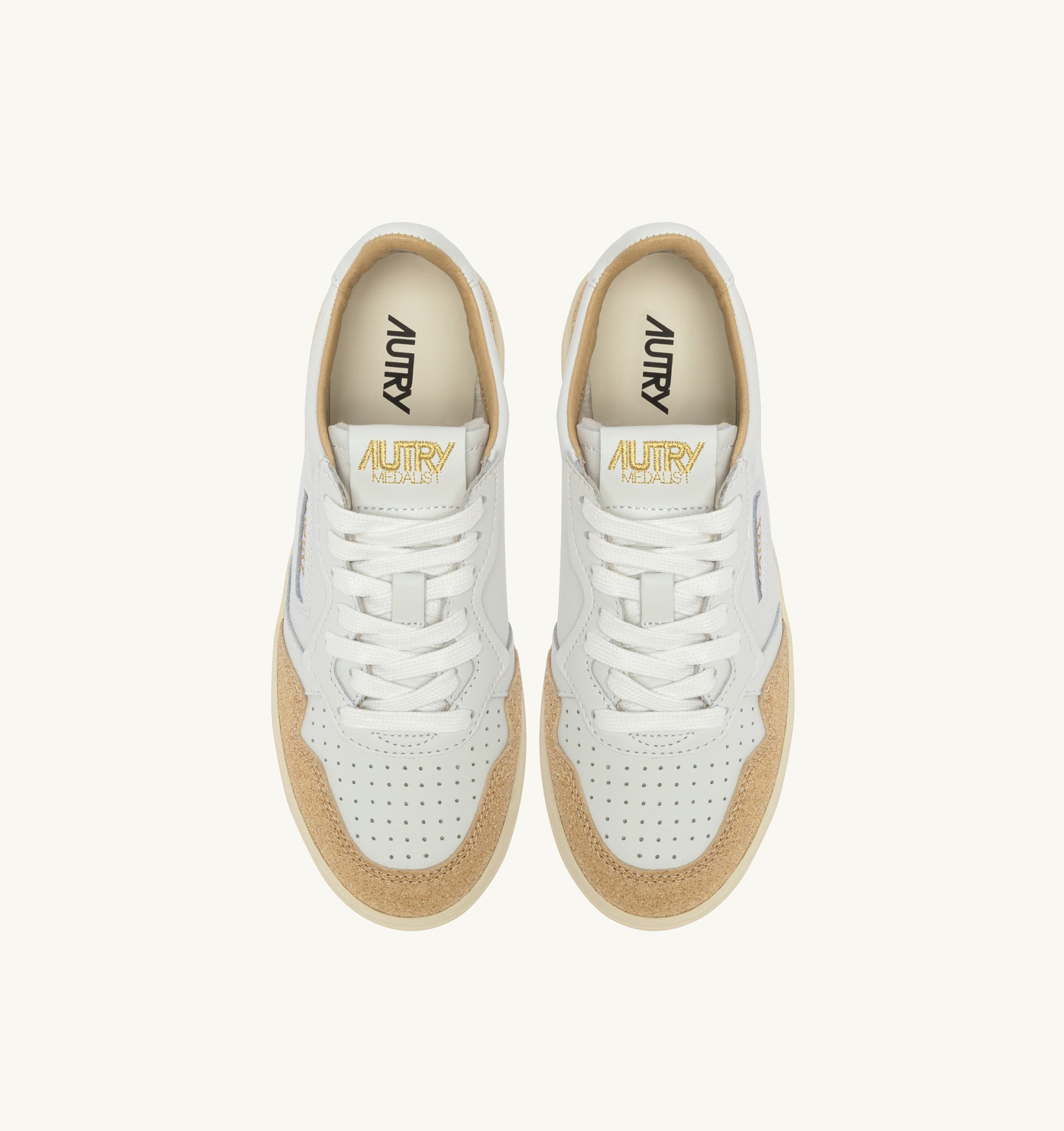 SNEAKERS MEDALIST LOW IN PELLE BIANCA E STARS ECRU
