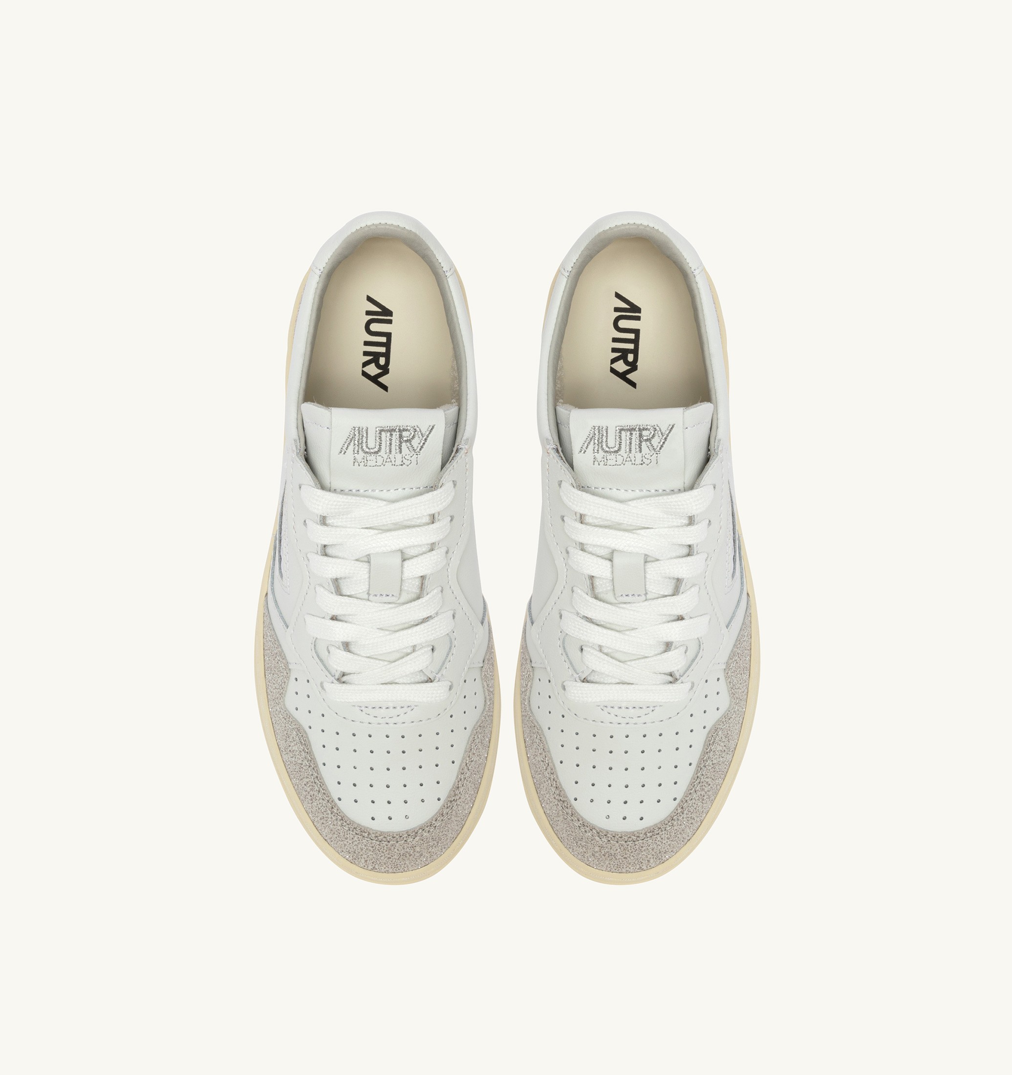 SNEAKERS MEDALIST LOW IN PELLE BIANCA E STARS GRIGIO