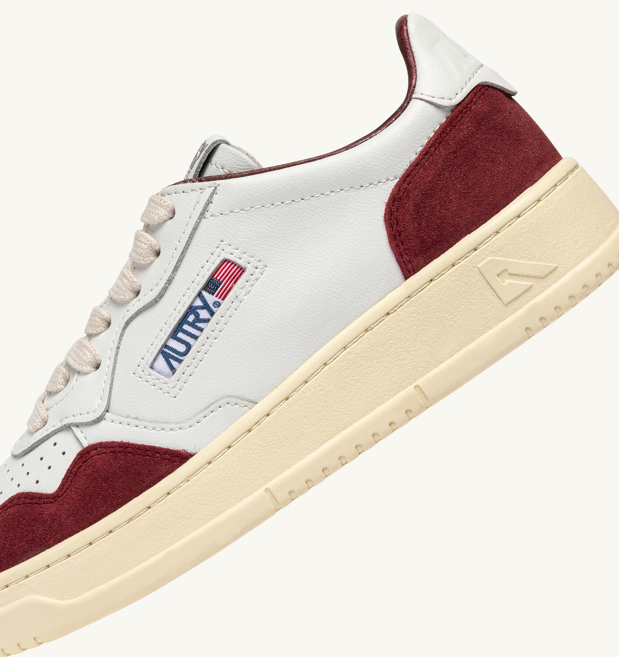 SNEAKERS MEDALIST LOW IN PELLE BIANCA E SUEDE BORGOGNA