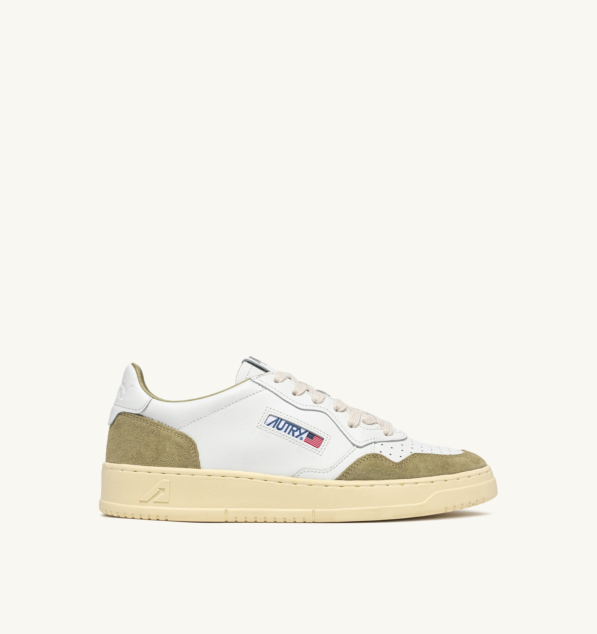 SNEAKERS MEDALIST LOW IN PELLE BIANCA E SUEDE GREY GREEN
