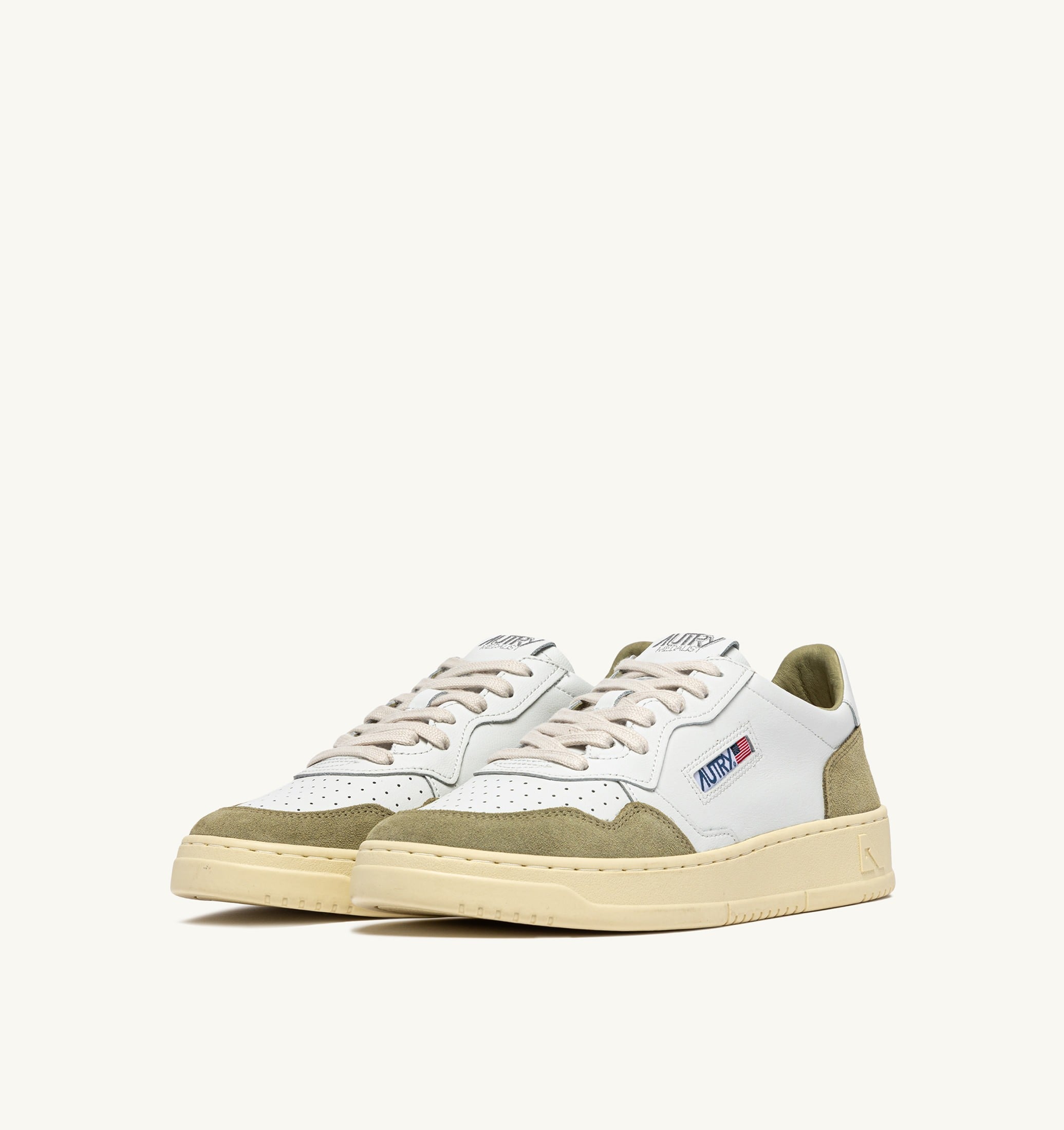 SNEAKERS MEDALIST LOW IN PELLE BIANCA E SUEDE GREY GREEN