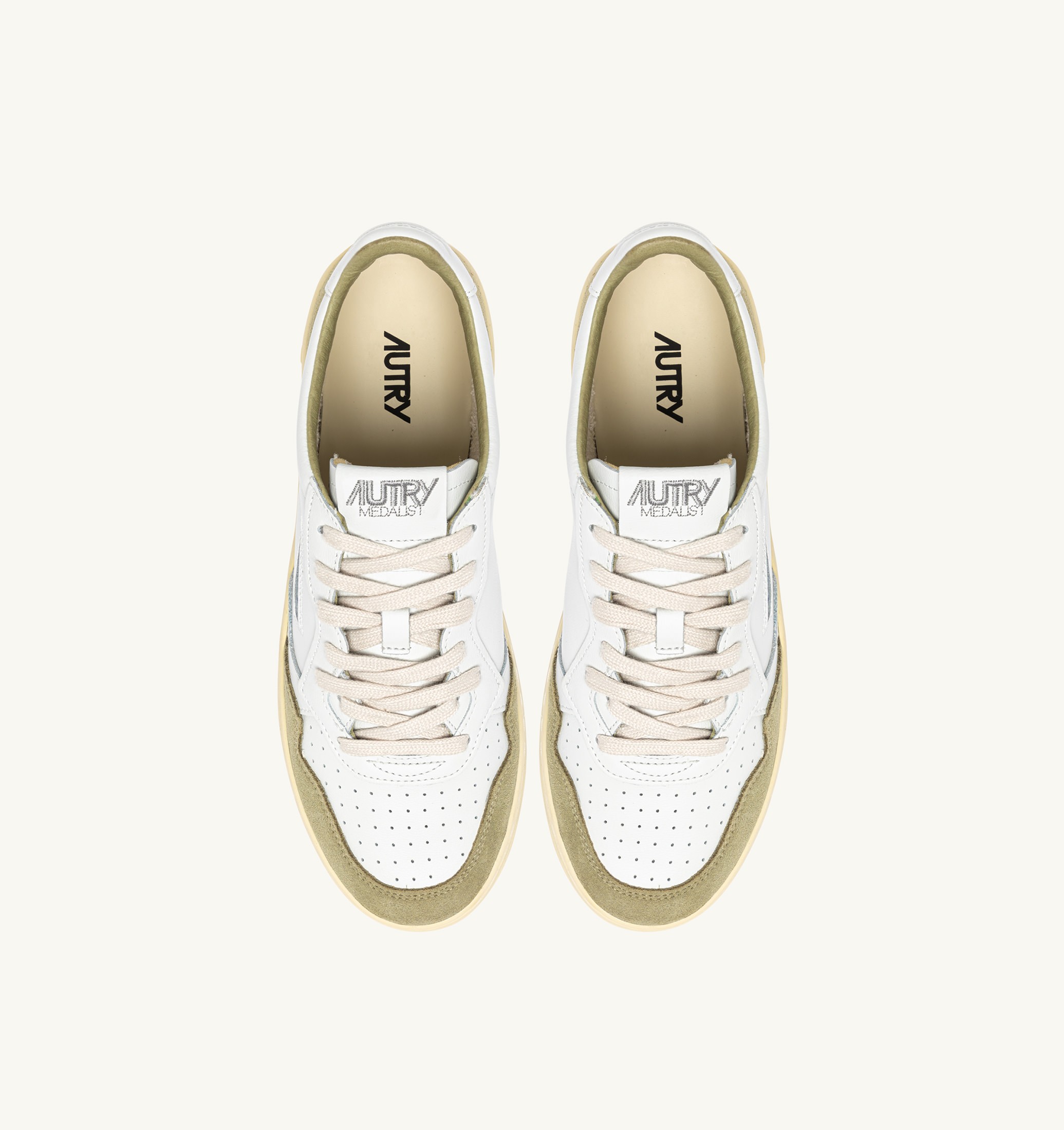 SNEAKERS MEDALIST LOW IN PELLE BIANCA E SUEDE GREY GREEN
