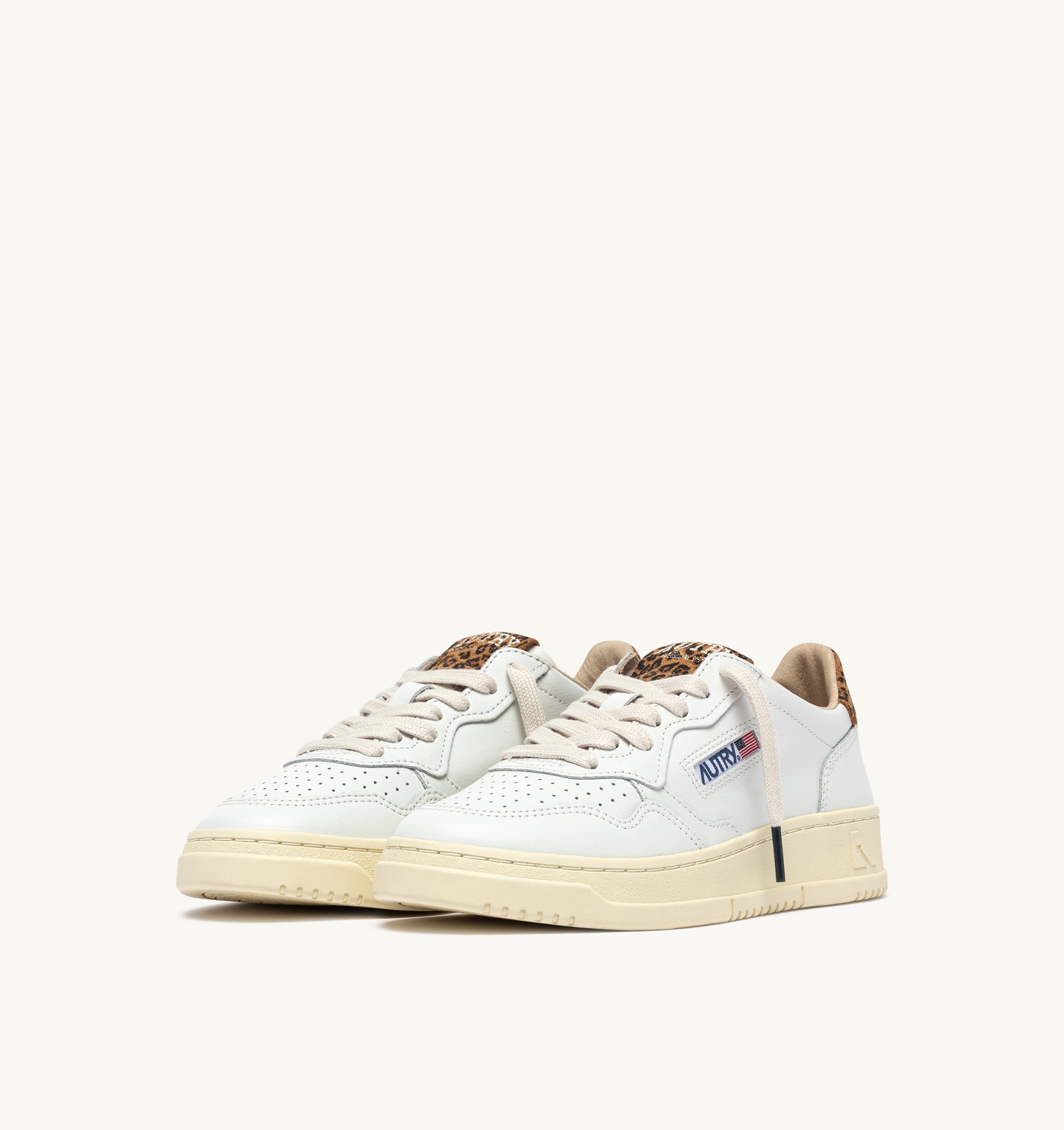 SNEAKERS MEDALIST LOW IN PELLE BIANCA E SUEDE LEOPARD