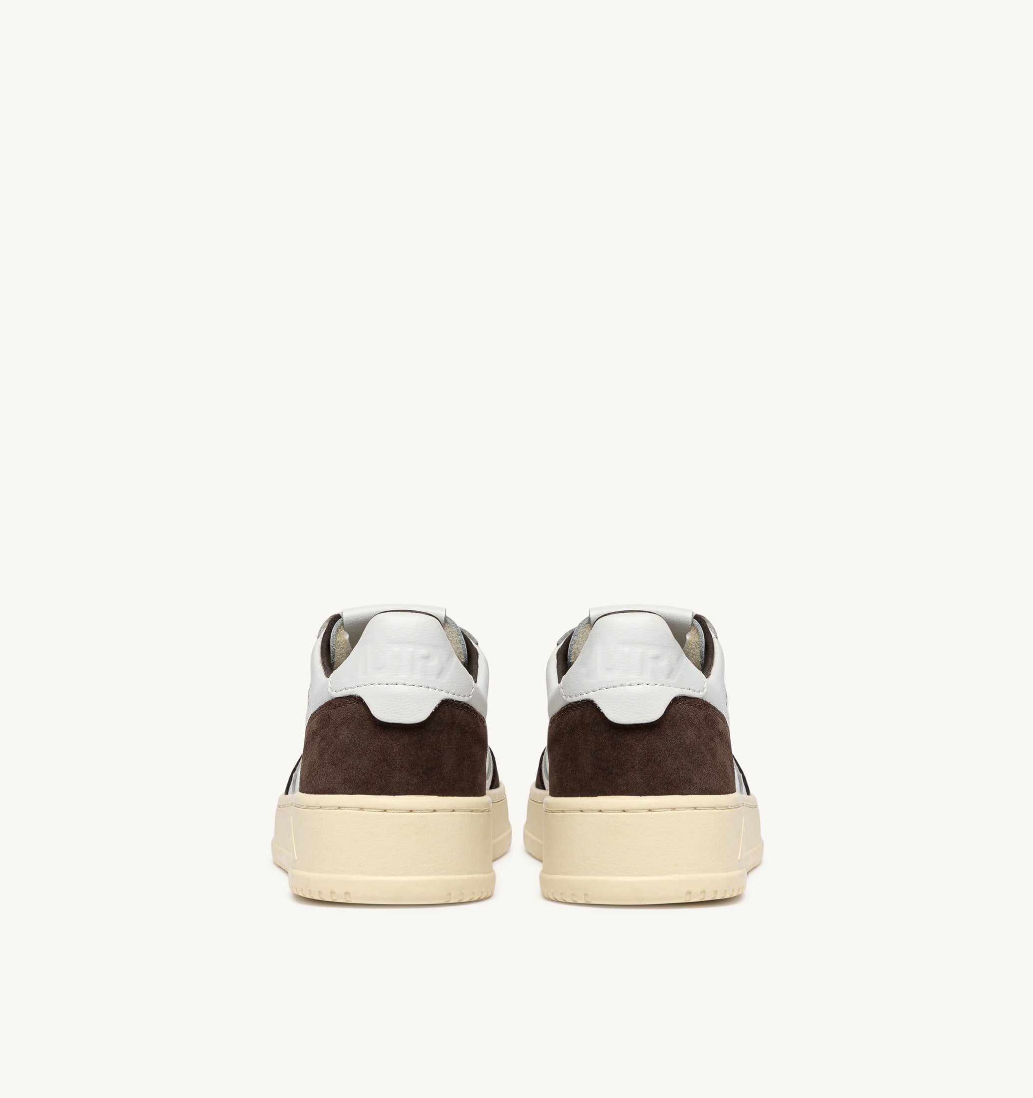 SNEAKERS MEDALIST LOW IN PELLE BIANCA E SUEDE MOGANO
