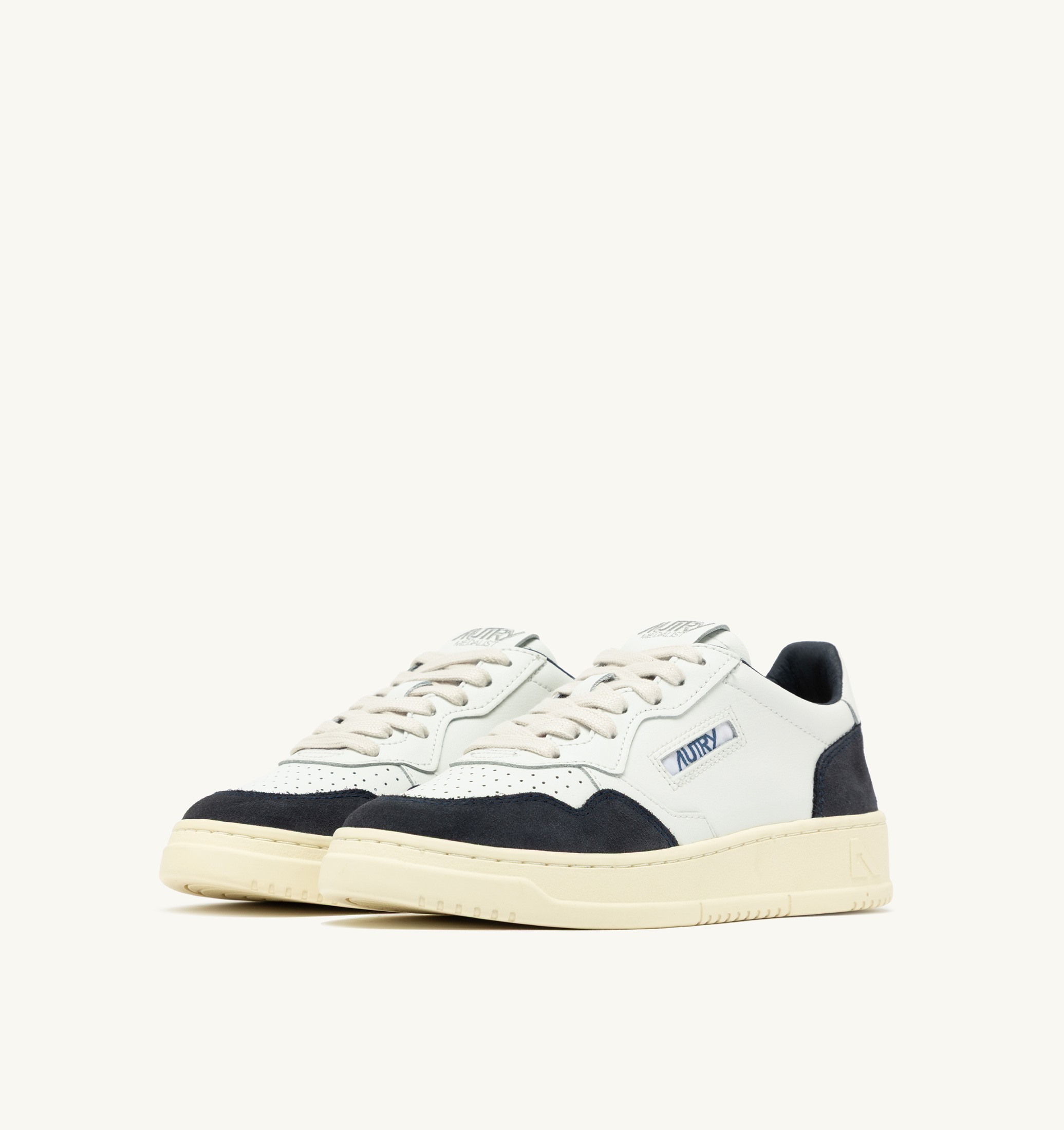 SNEAKERS MEDALIST LOW IN PELLE BIANCA E SUEDE OCEANO