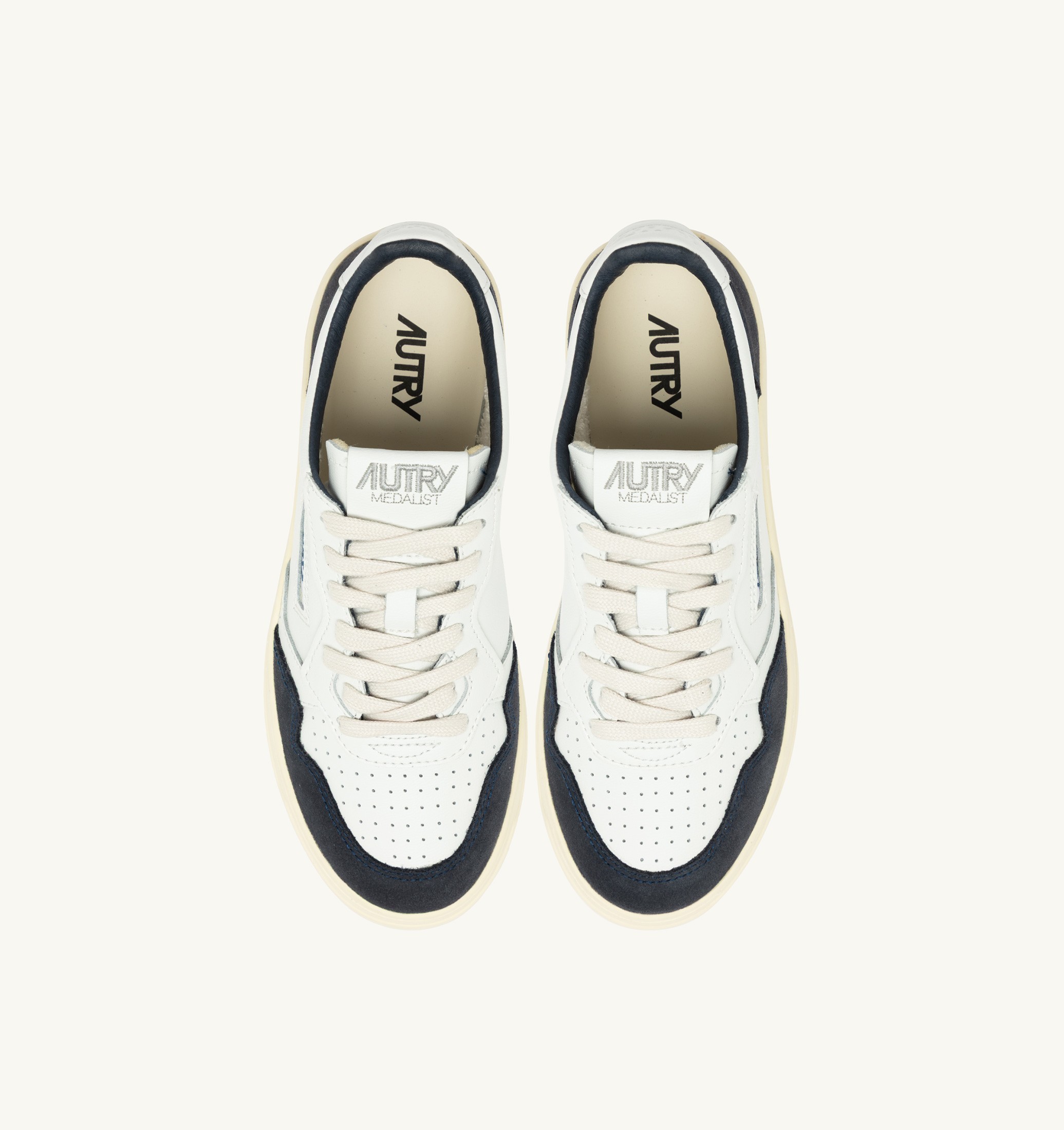 SNEAKERS MEDALIST LOW IN PELLE BIANCA E SUEDE OCEANO