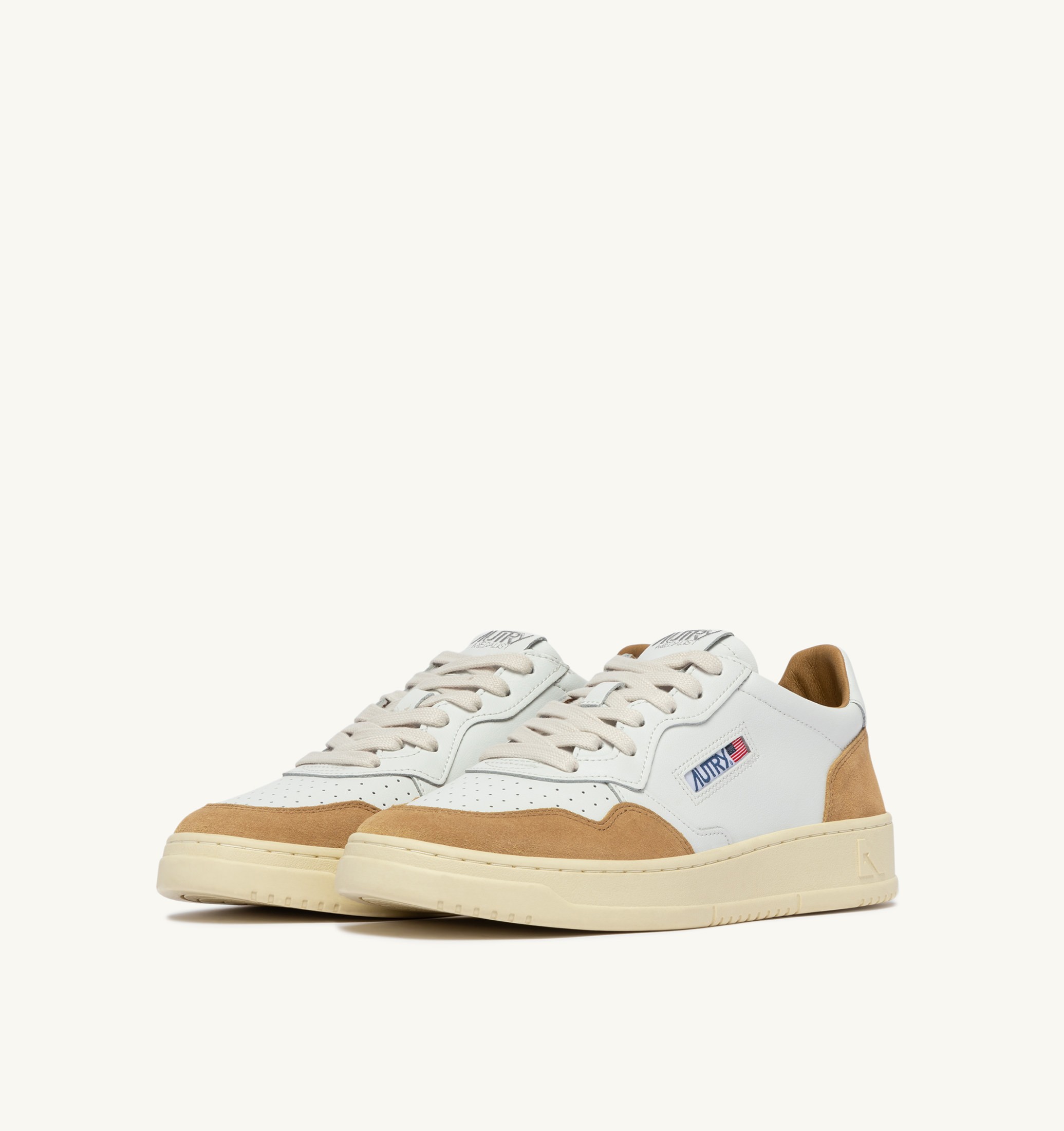 SNEAKERS MEDALIST LOW IN PELLE BIANCA E SUEDE RAME
