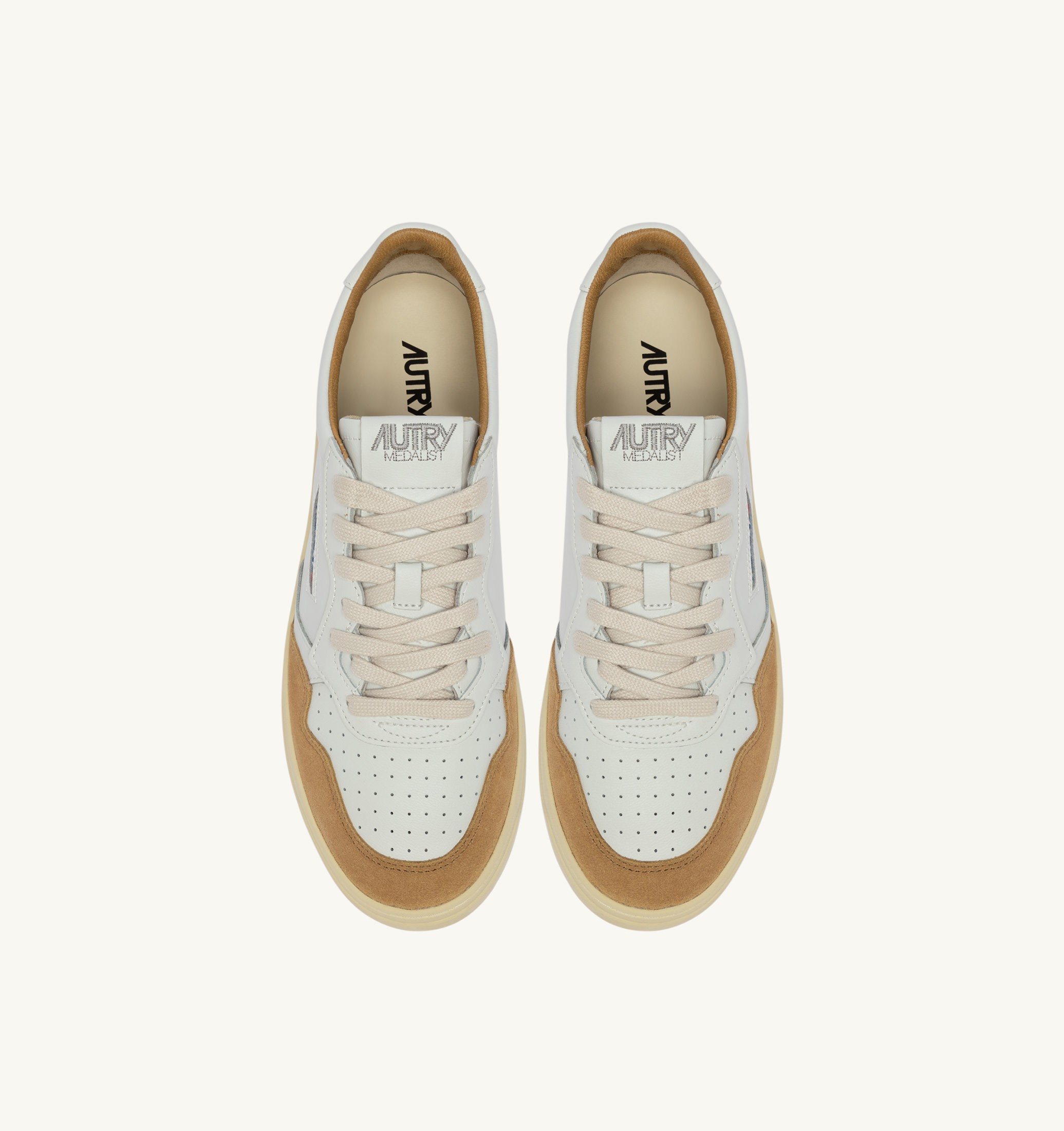 SNEAKERS MEDALIST LOW IN PELLE BIANCA E SUEDE RAME