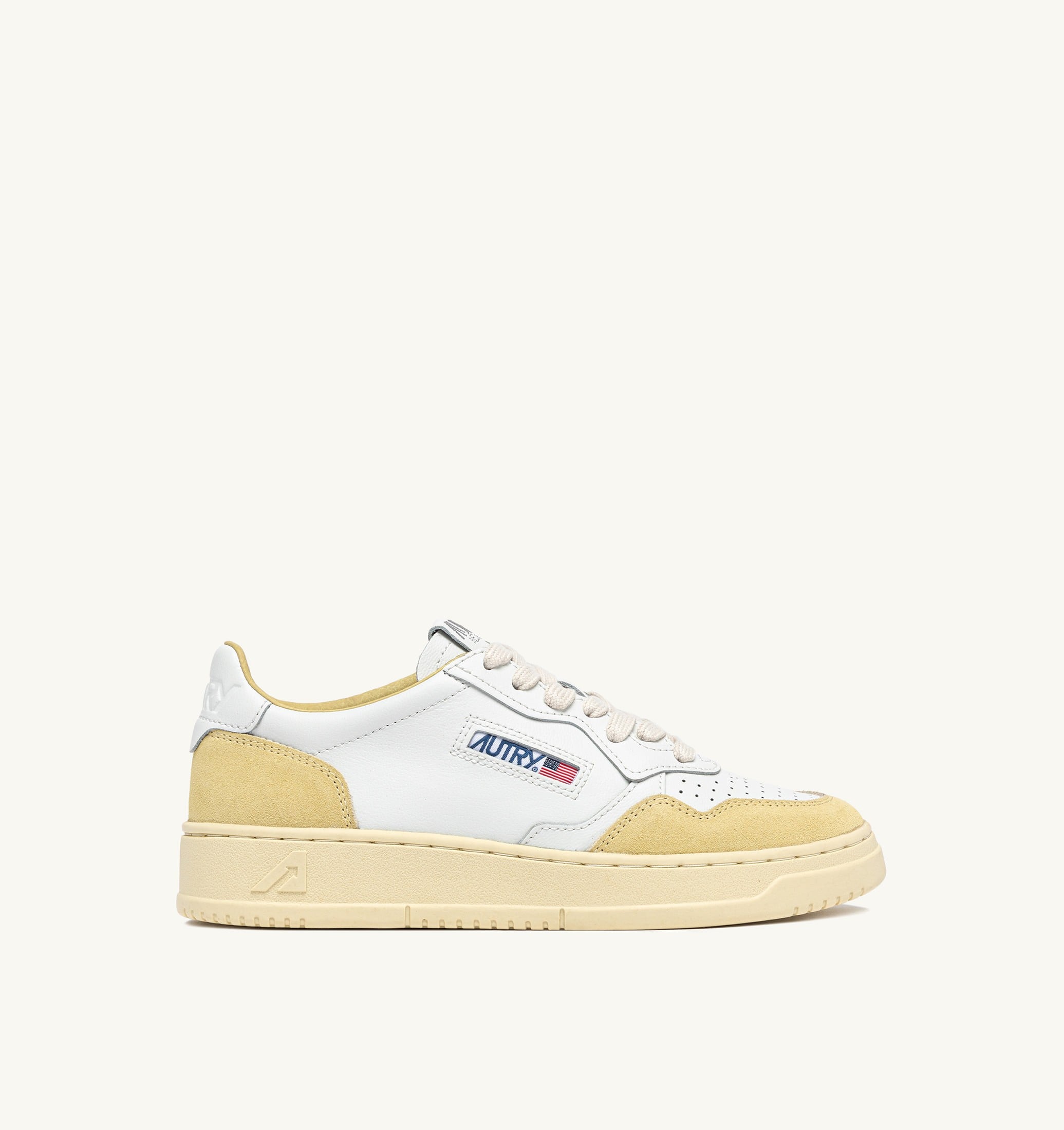 SNEAKERS MEDALIST LOW IN PELLE BIANCA E SUEDE STRAW