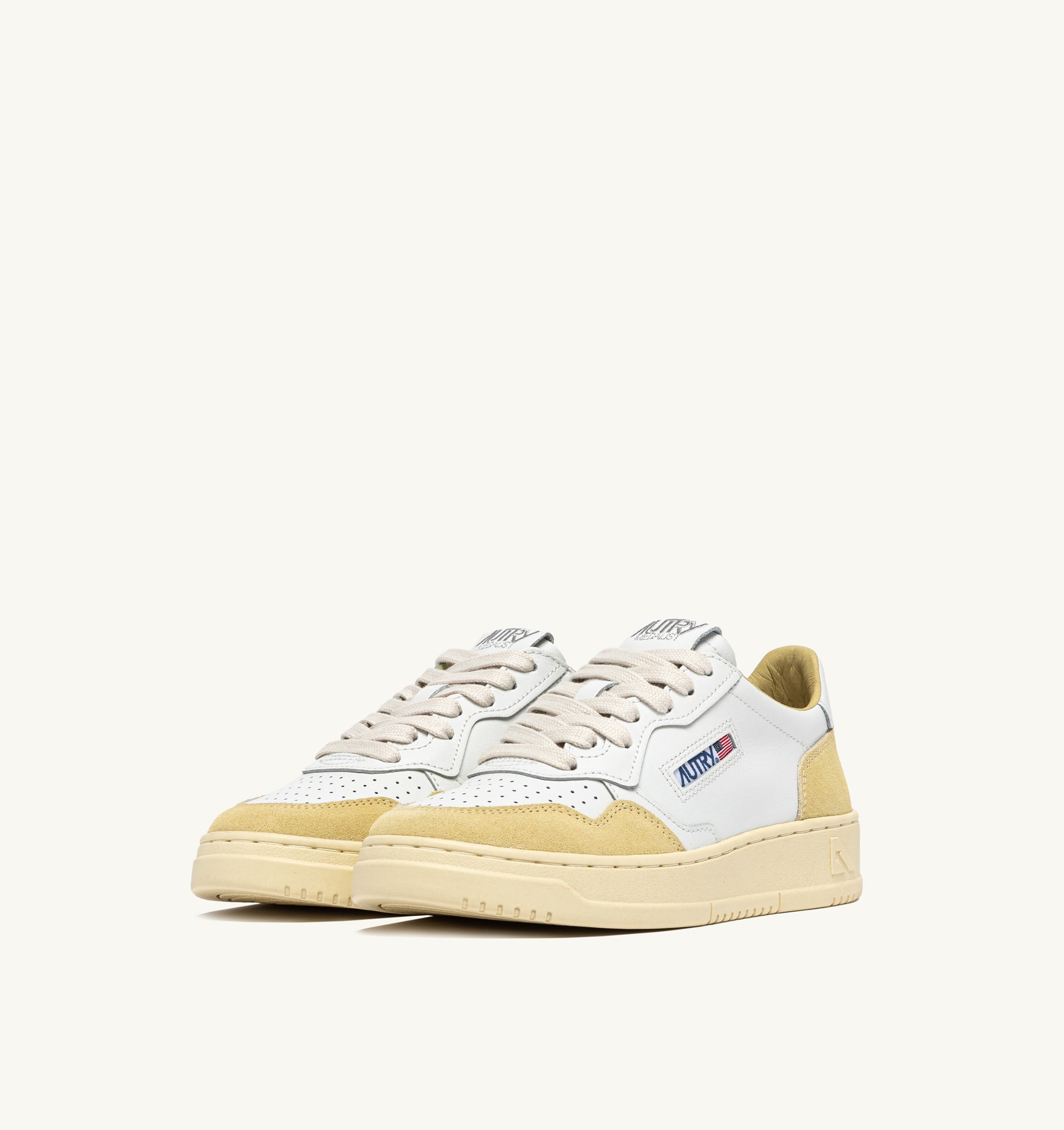 SNEAKERS MEDALIST LOW IN PELLE BIANCA E SUEDE STRAW