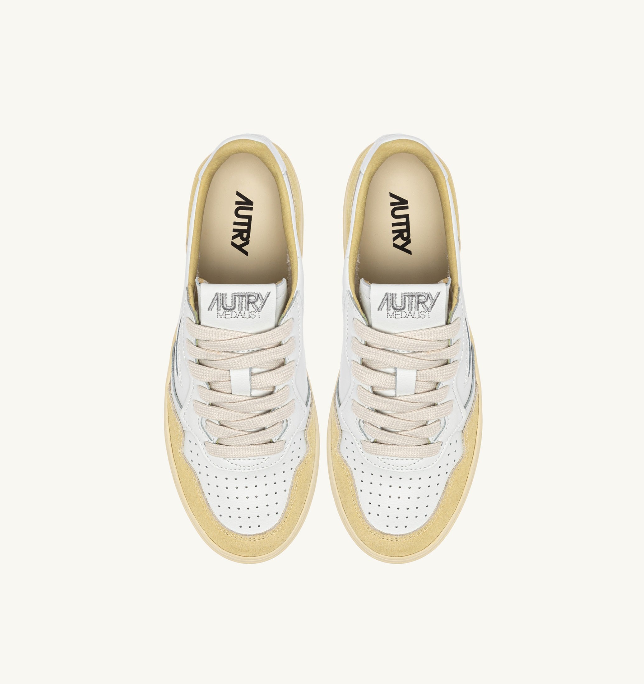 SNEAKERS MEDALIST LOW IN PELLE BIANCA E SUEDE STRAW