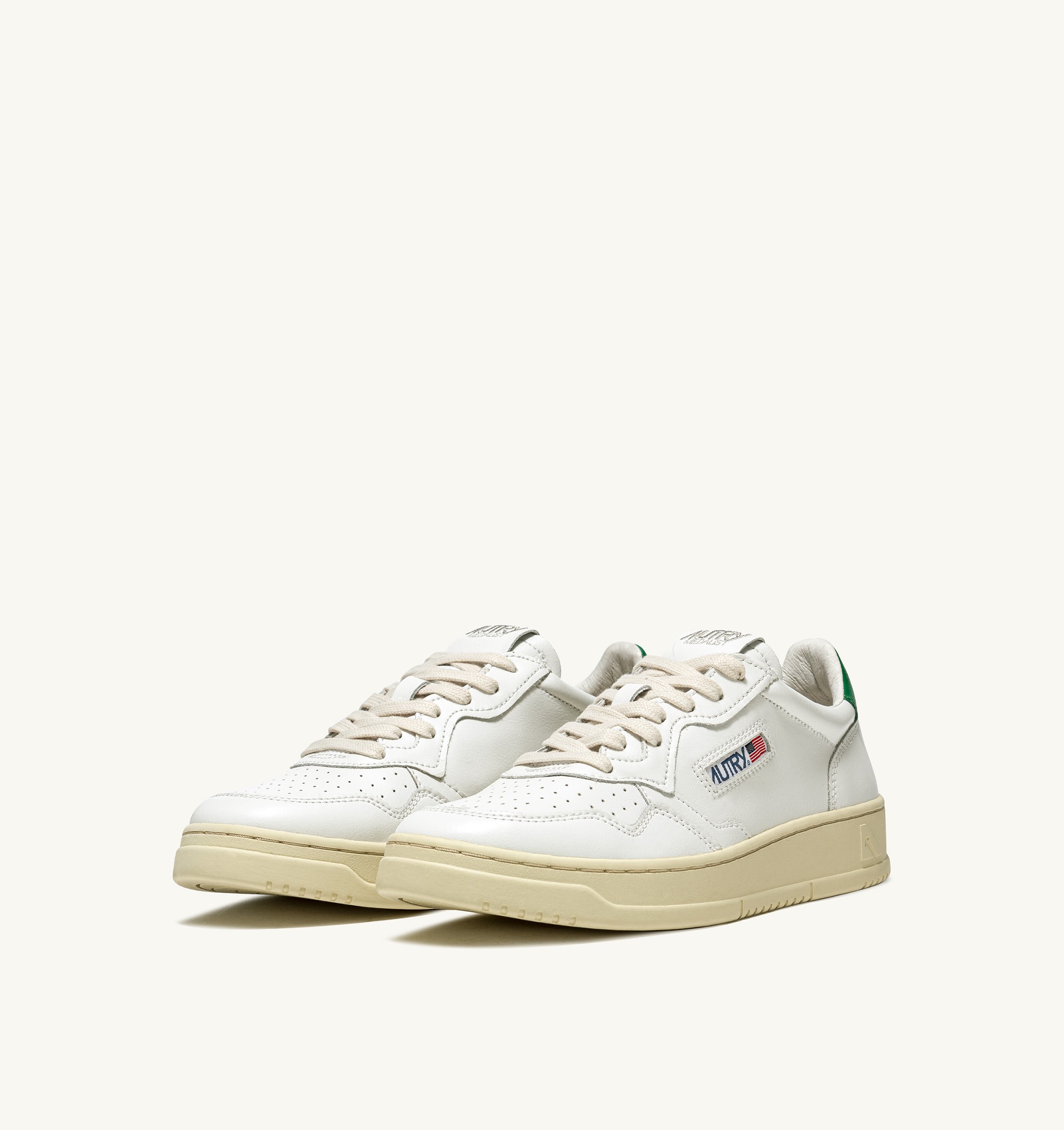 SNEAKERS MEDALIST LOW IN PELLE BIANCA E VERDE