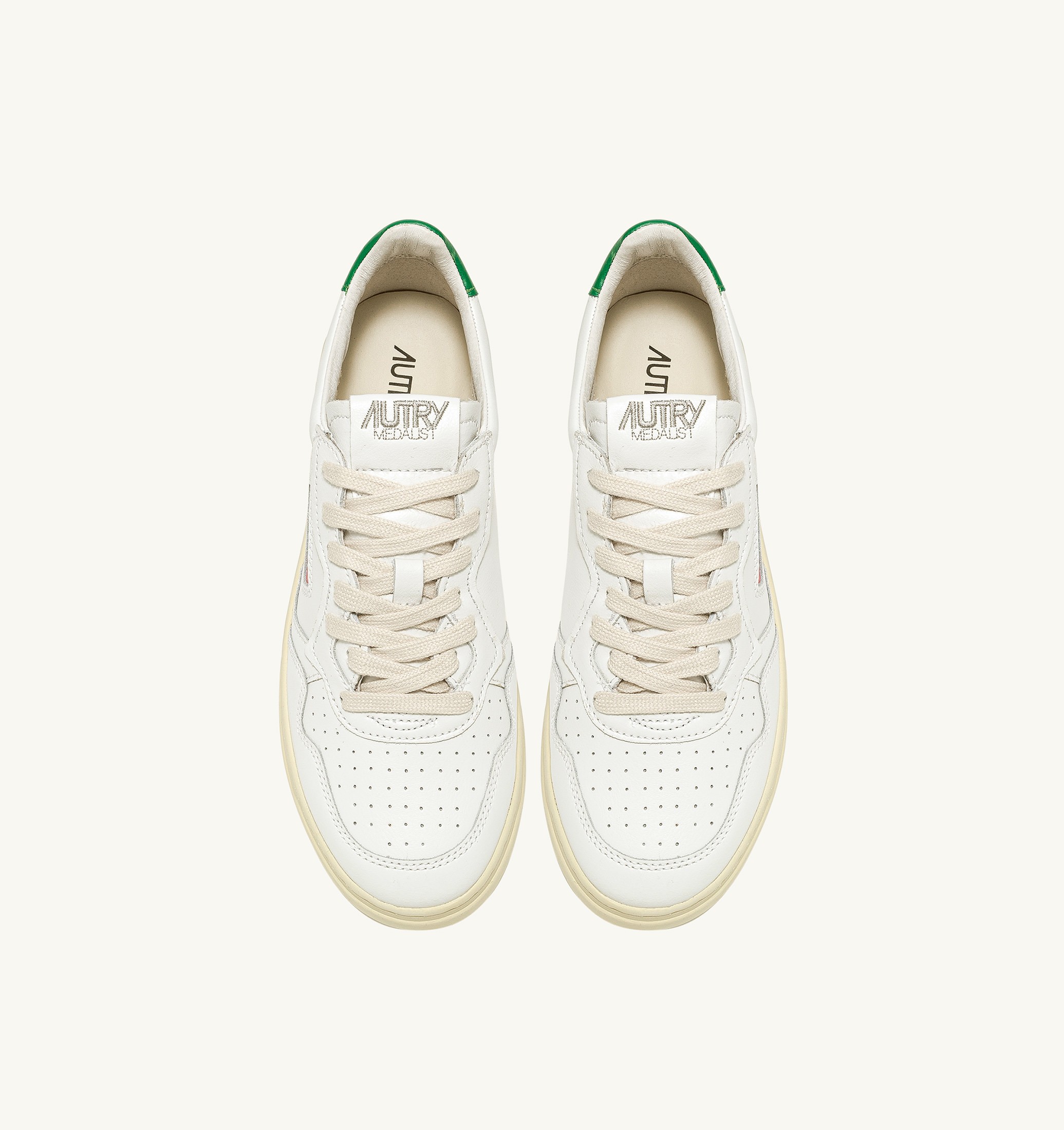 SNEAKERS MEDALIST LOW IN PELLE BIANCA E VERDE
