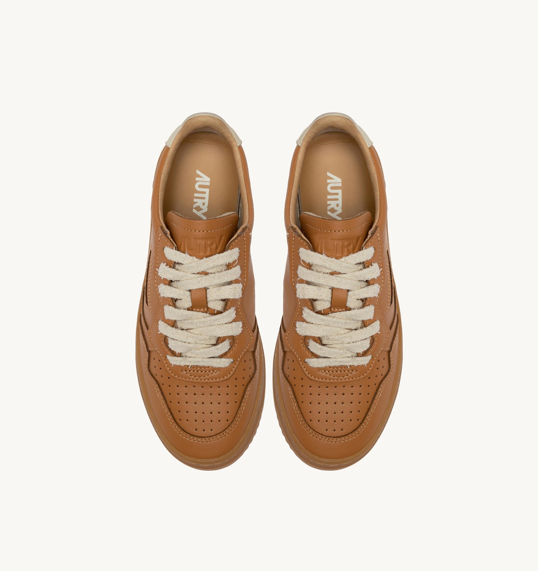 SNEAKERS MEDALIST LOW IN PELLE COGNAC E MARSHMALLOW