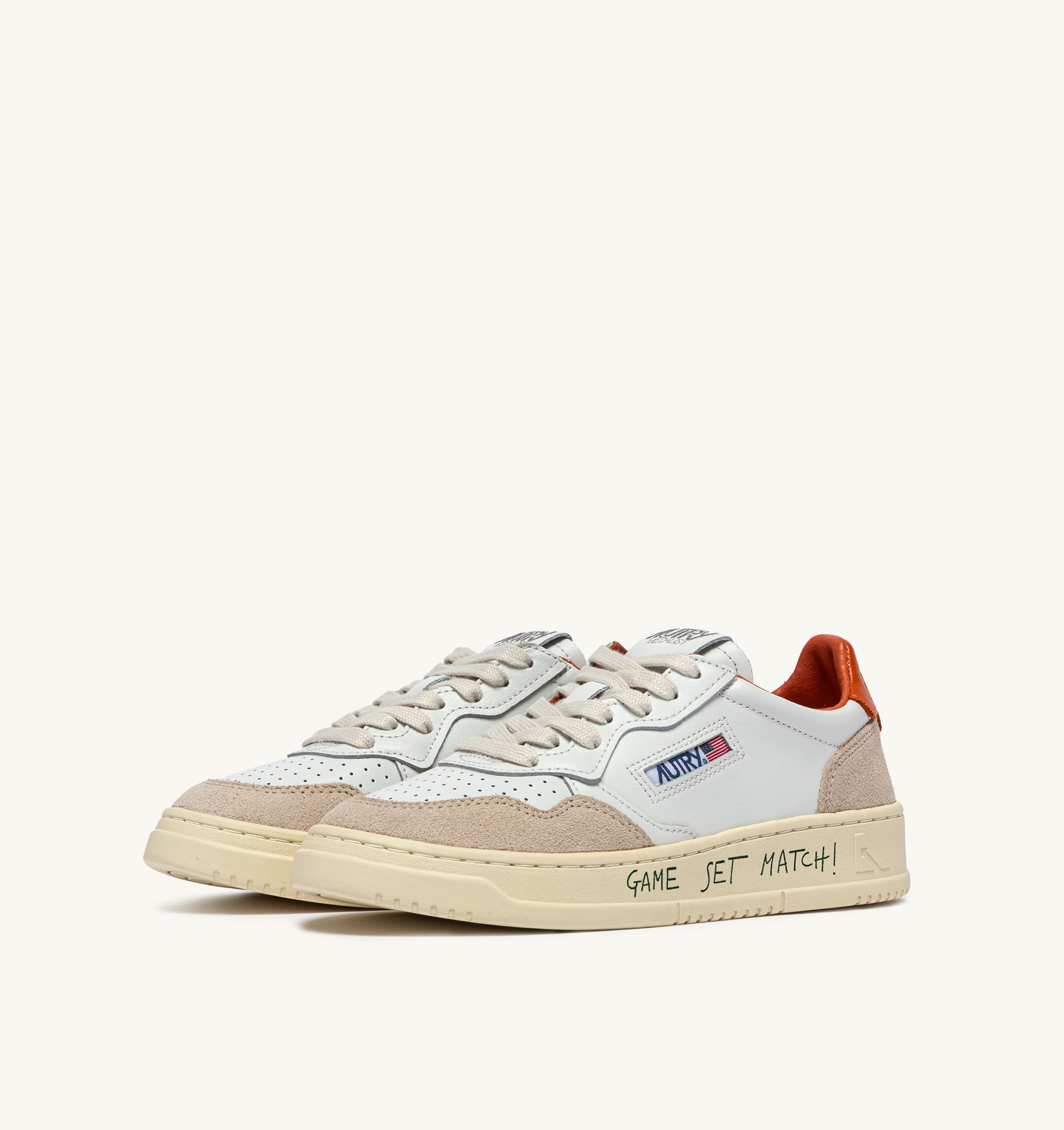 SNEAKERS MEDALIST LOW IN PELLE E SUEDE BIANCO E HAWAIIAN SUNSET CON LETTERING