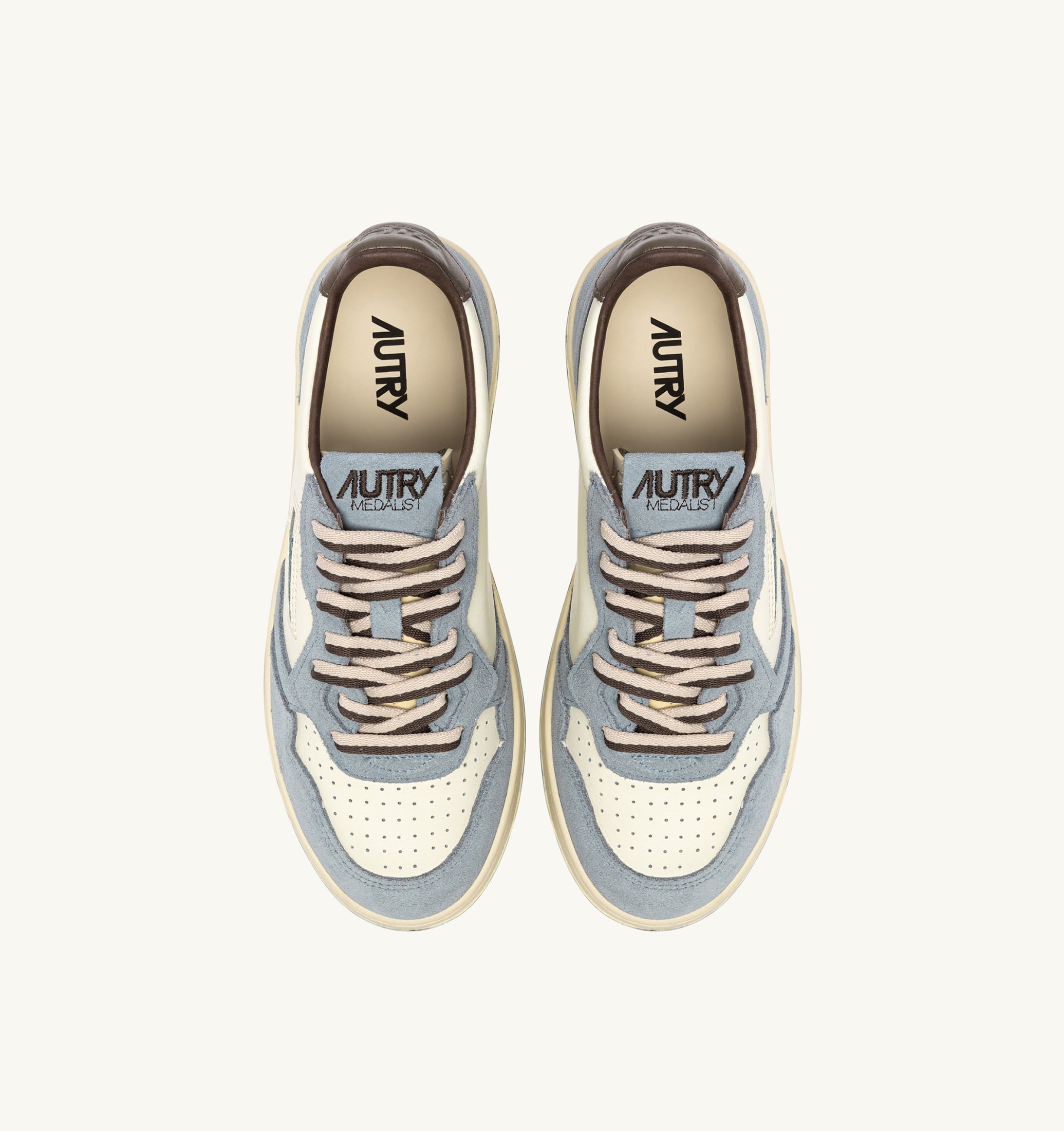SNEAKERS MEDALIST LOW IN PELLE E SUEDE CHOOCOLATE CHIP E CIELO