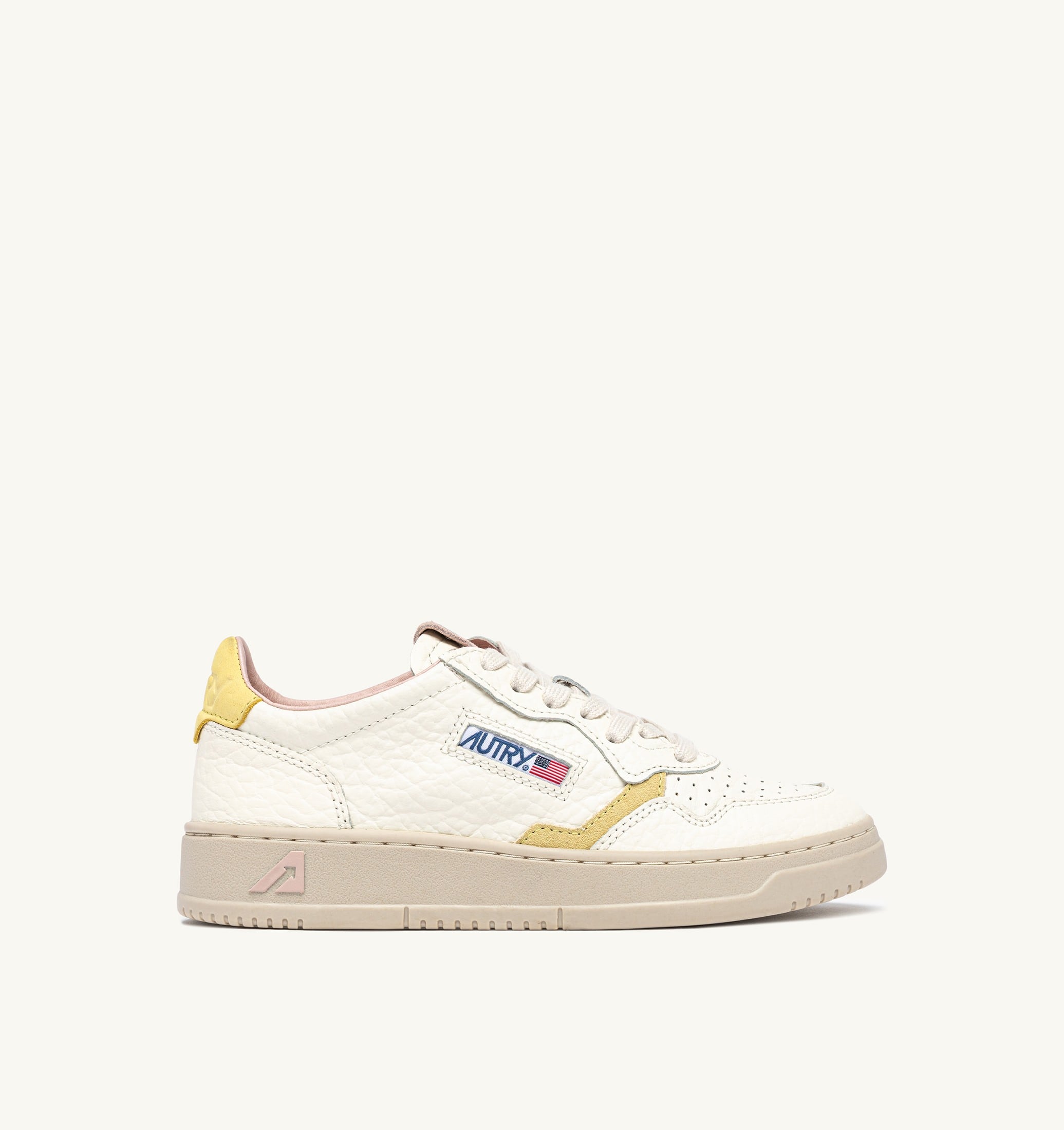 SNEAKERS MEDALIST LOW IN PELLE LEMON MERINGUE E SILK