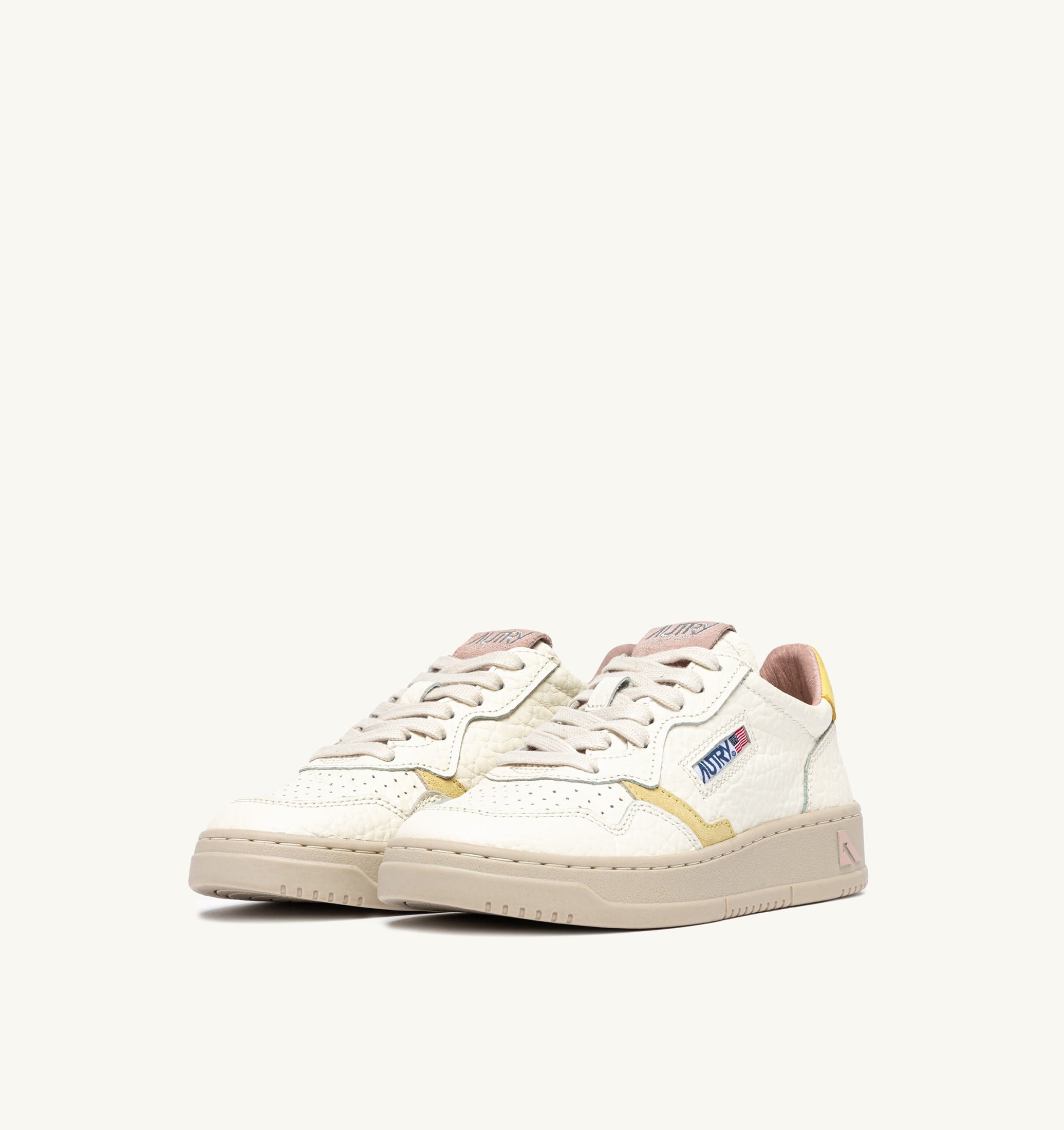SNEAKERS MEDALIST LOW IN PELLE LEMON MERINGUE E SILK