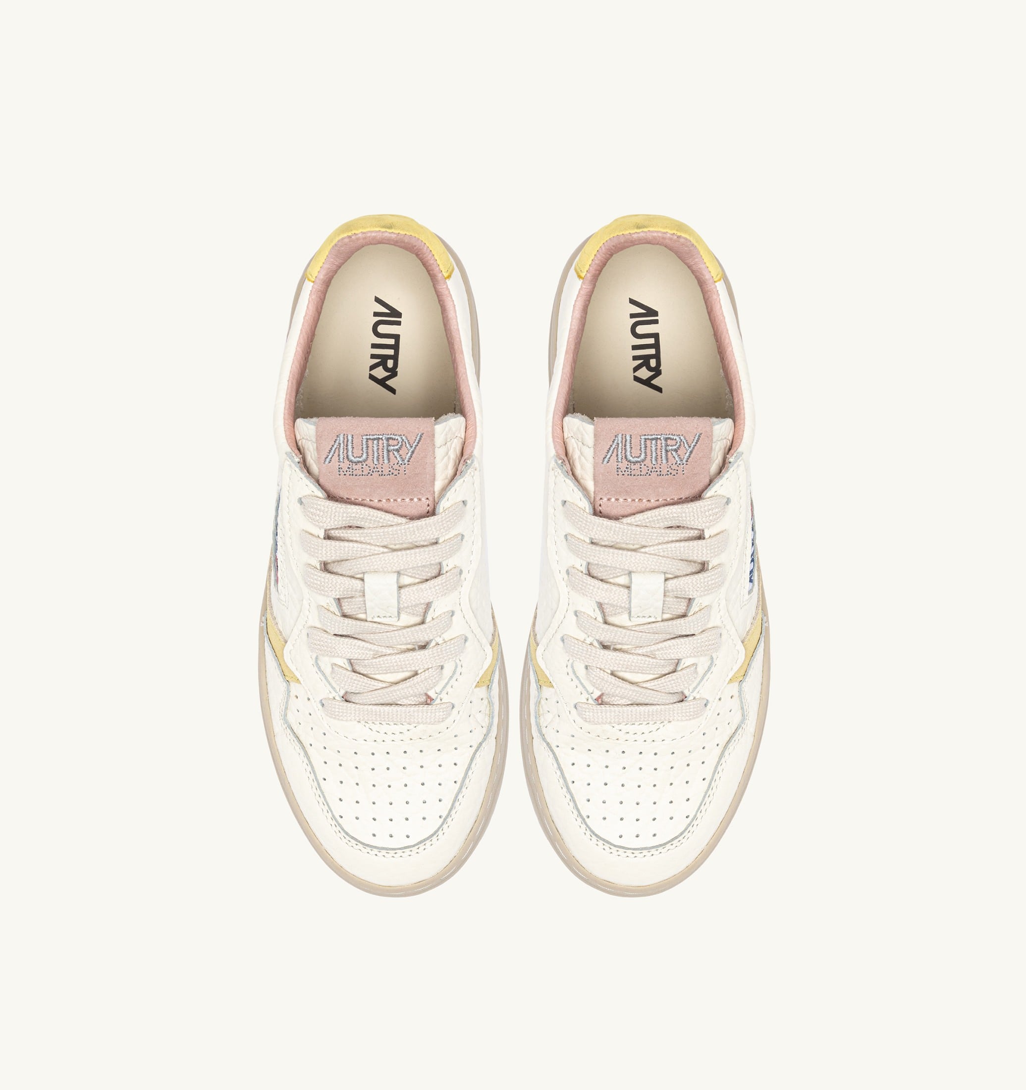 SNEAKERS MEDALIST LOW IN PELLE LEMON MERINGUE E SILK