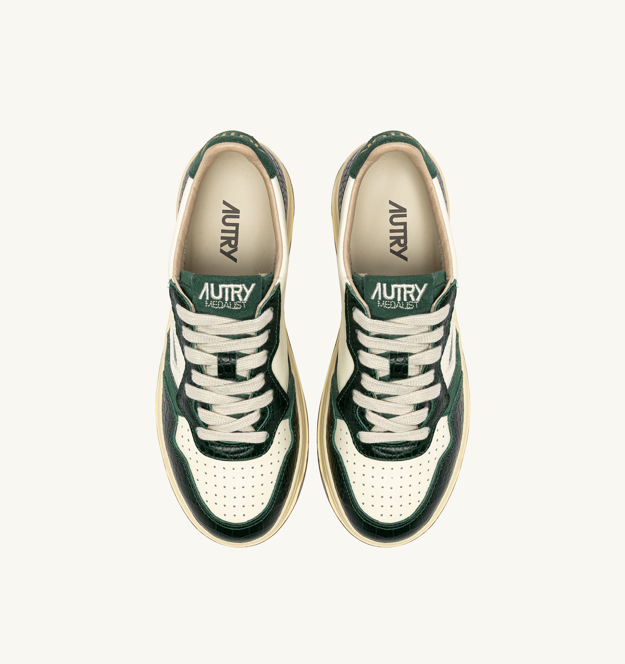 SNEAKERS MEDALIST LOW IN PELLE MARSHMALLOW E VERDE