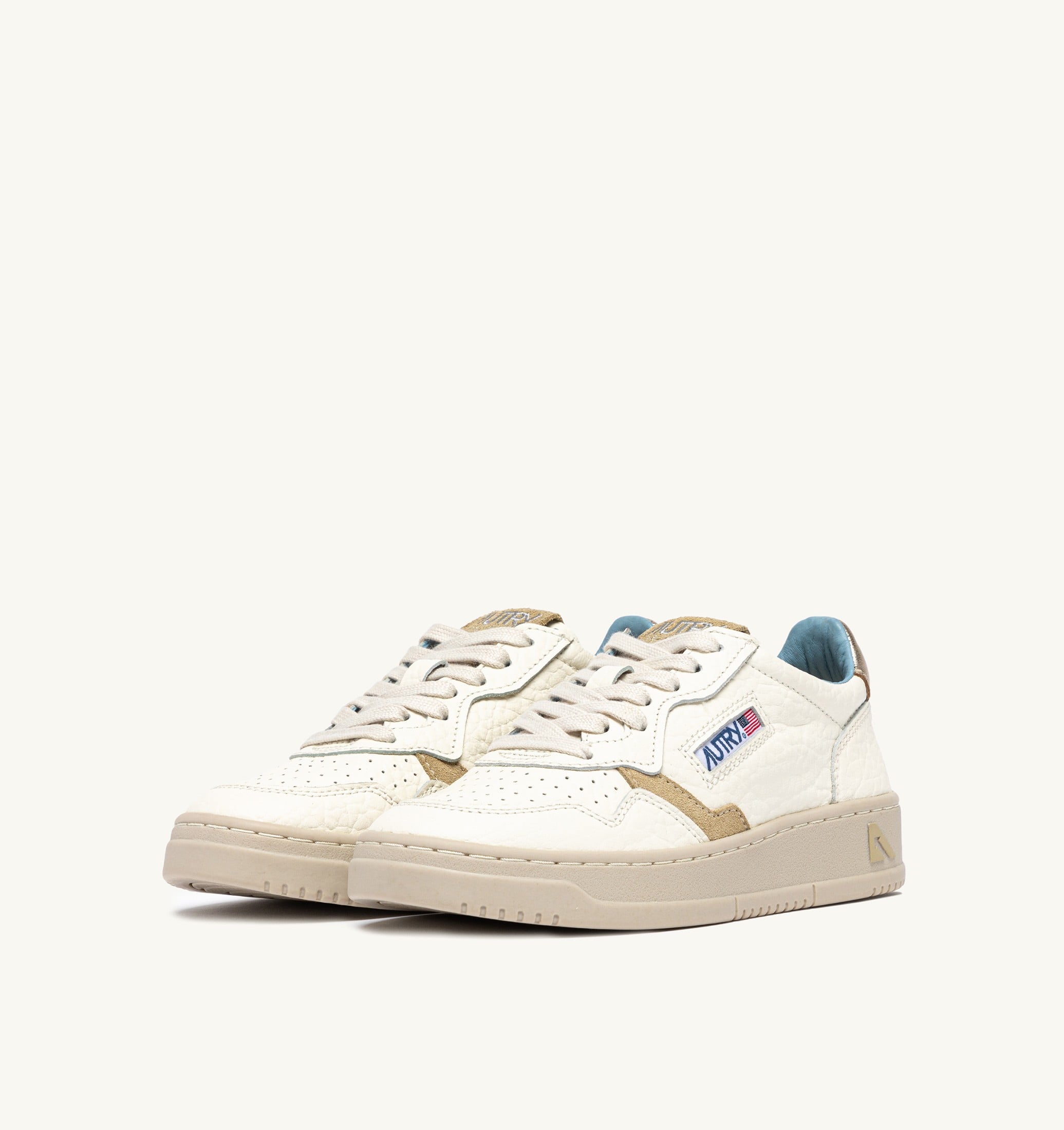 SNEAKERS MEDALIST LOW IN PELLE PLATINO E SPONGE