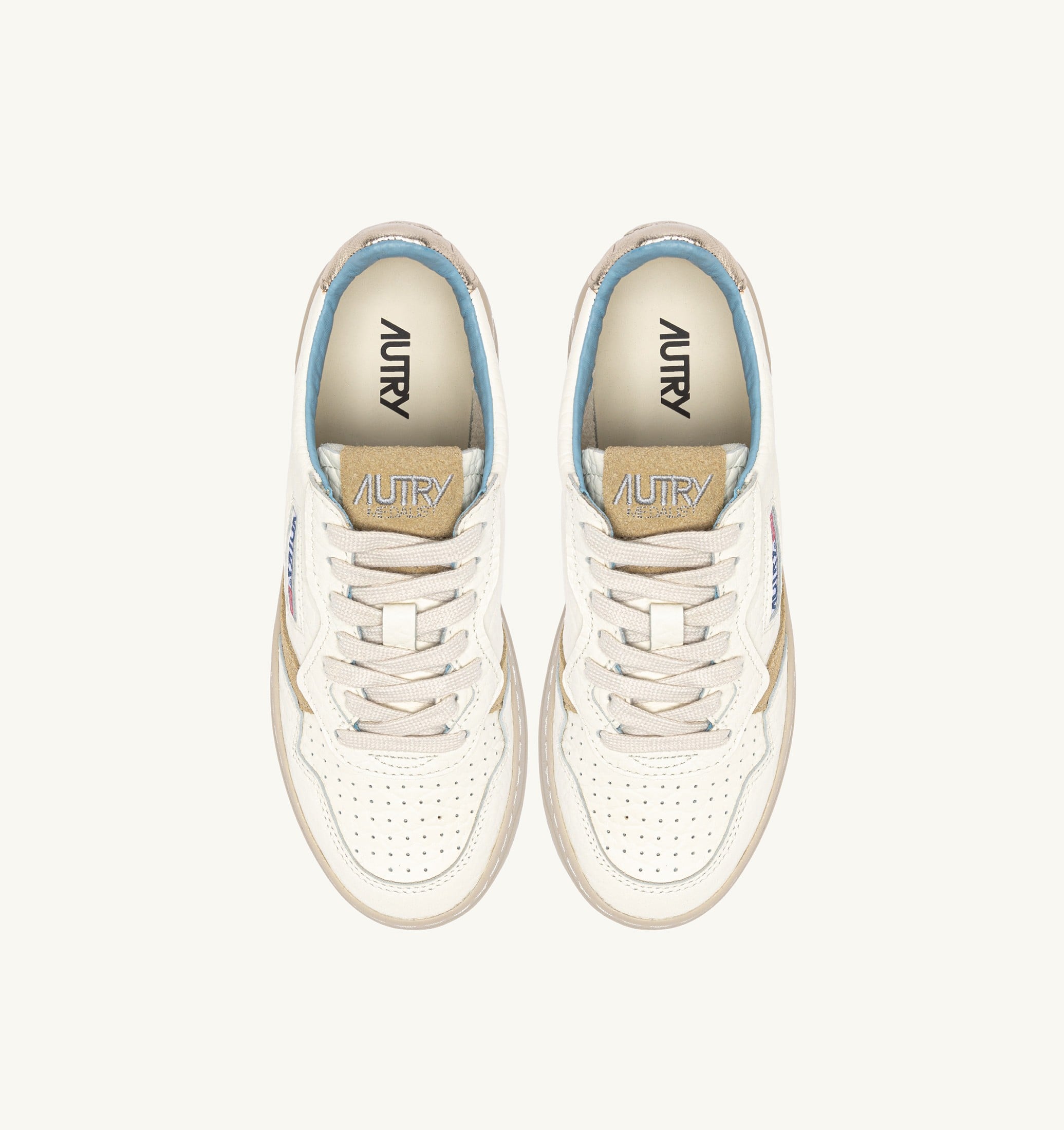 SNEAKERS MEDALIST LOW IN PELLE PLATINO E SPONGE