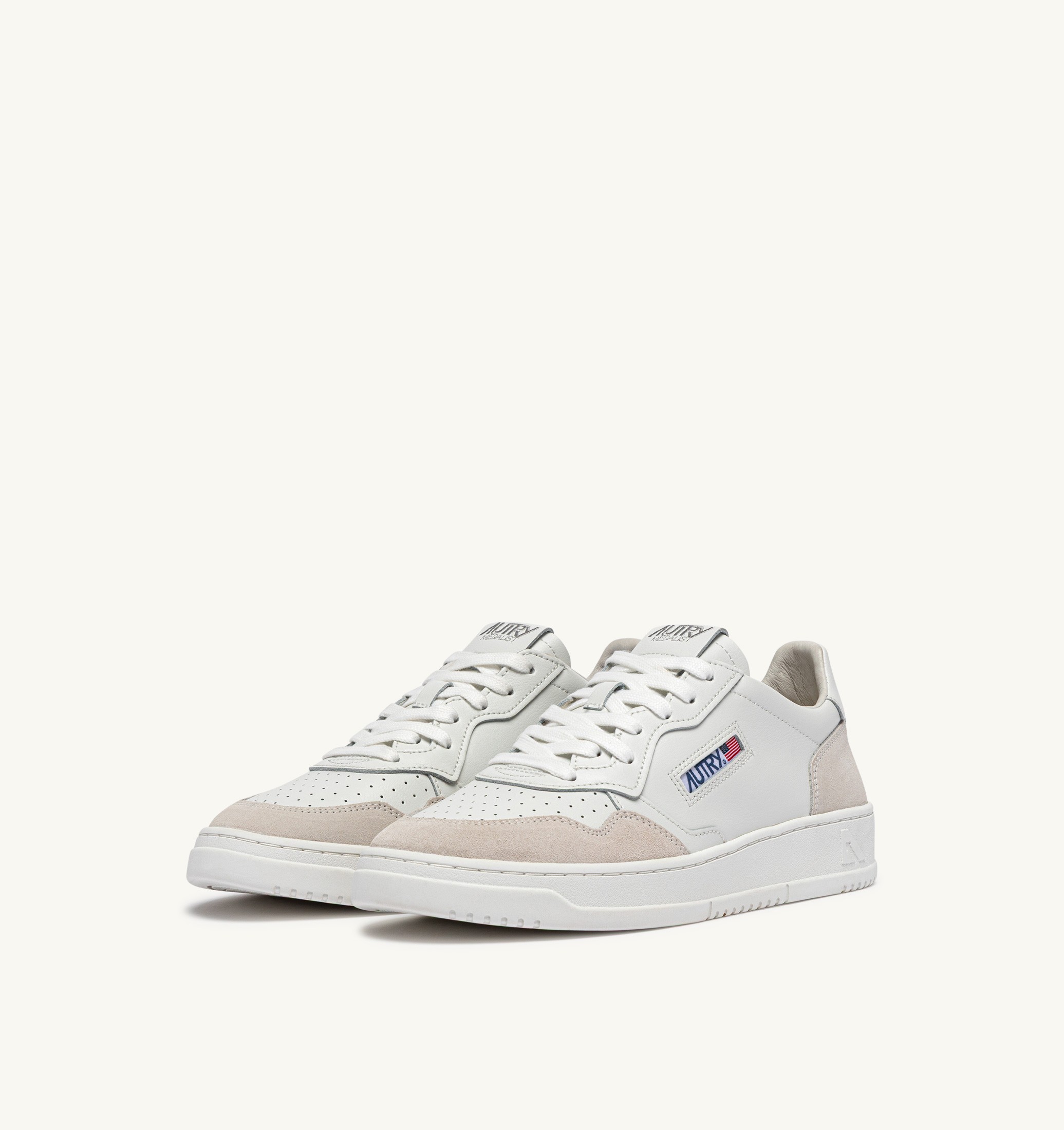 SNEAKERS MEDALIST LOW IN SUEDE E PELLE BIANCA