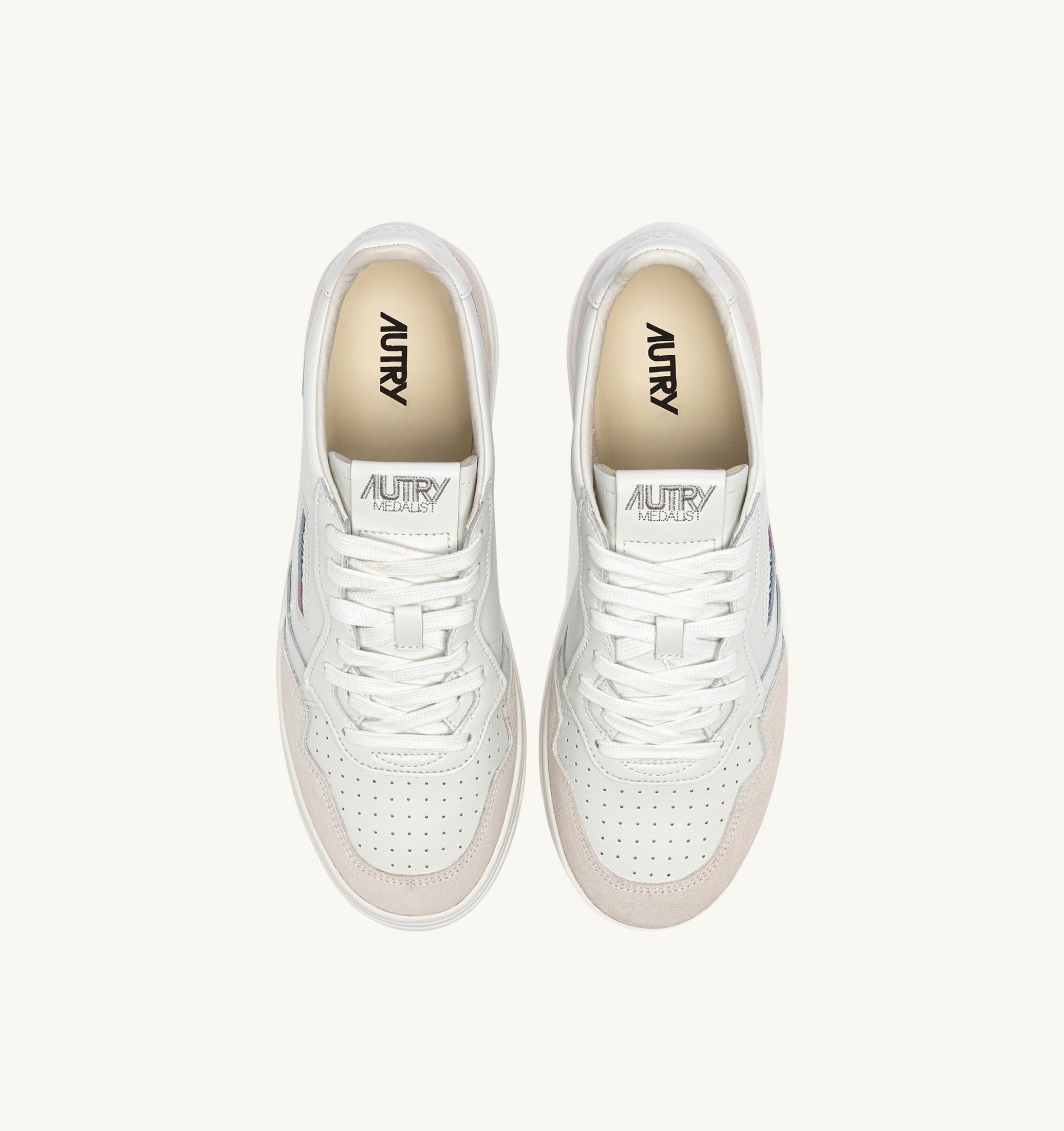 SNEAKERS MEDALIST LOW IN SUEDE E PELLE BIANCA