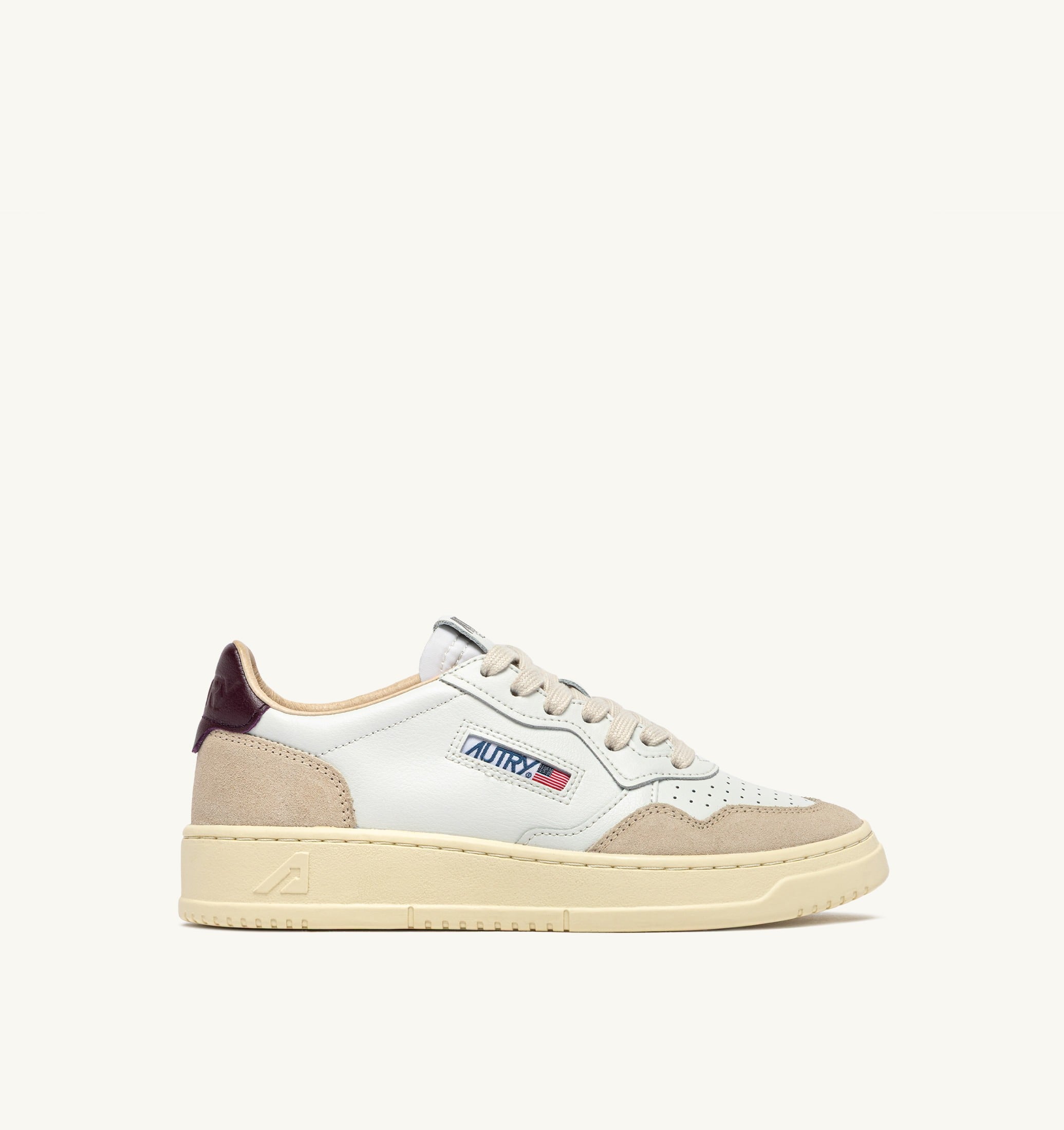 SNEAKERS MEDALIST LOW IN SUEDE E PELLE BIANCA E FIG
