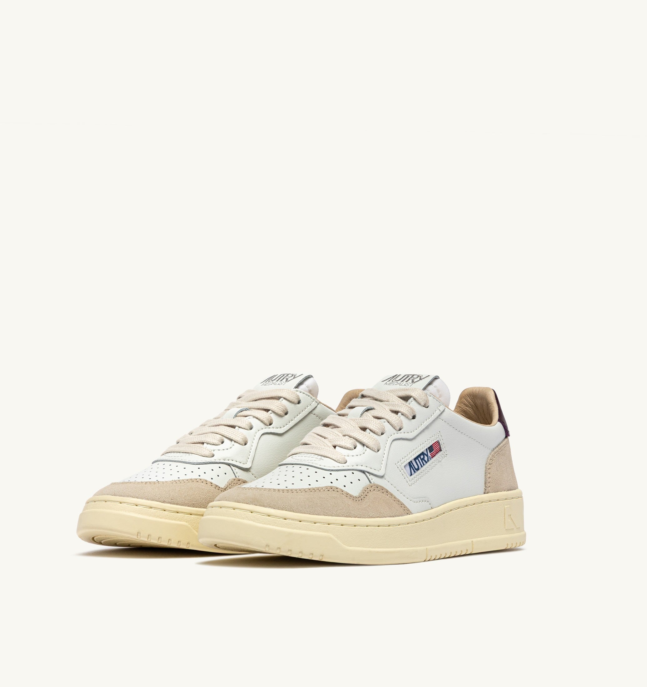 SNEAKERS MEDALIST LOW IN SUEDE E PELLE BIANCA E FIG