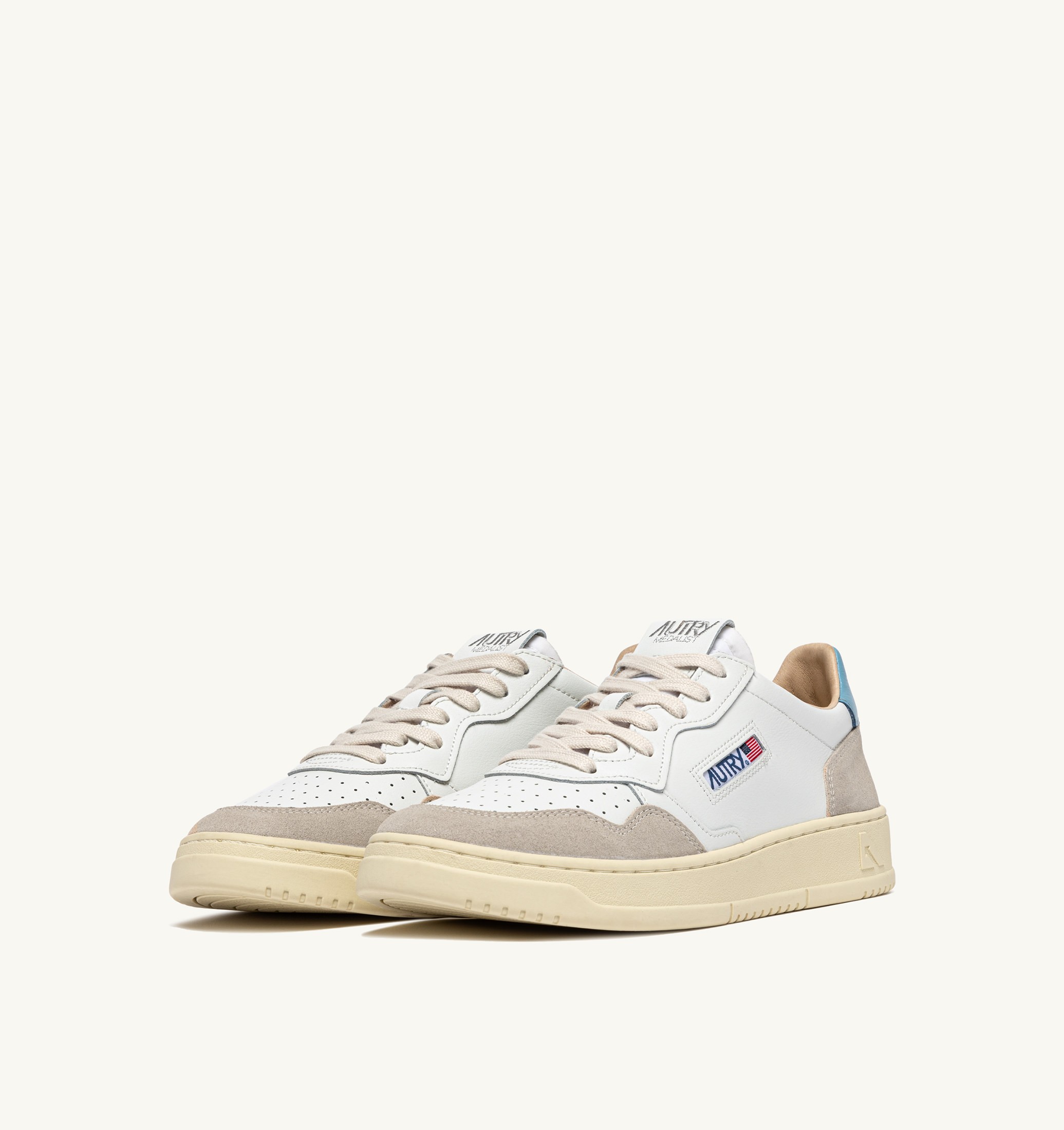 SNEAKERS MEDALIST LOW IN SUEDE E PELLE BIANCA E FORGET ME NOT