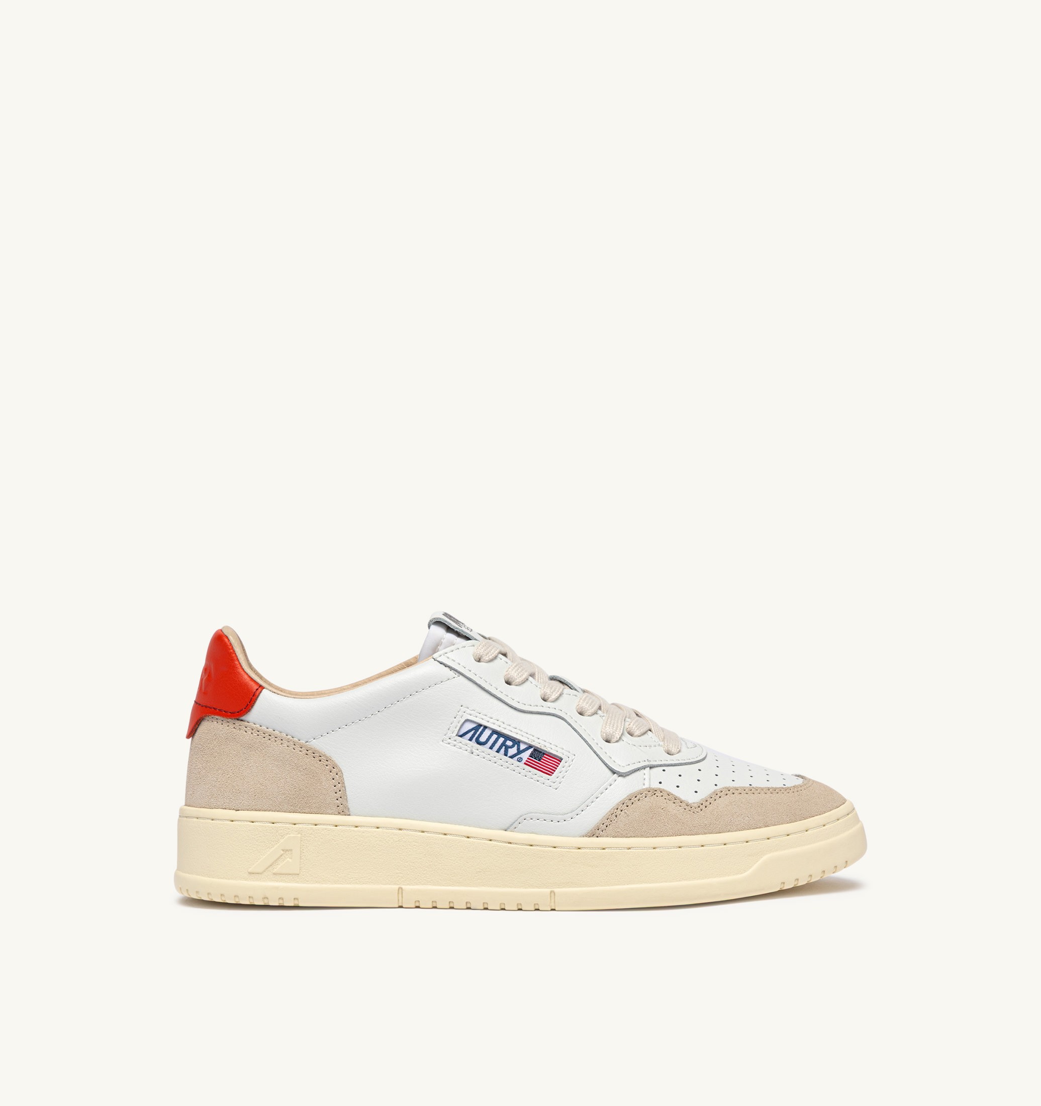 SNEAKERS MEDALIST LOW IN SUEDE E PELLE BIANCA E LION