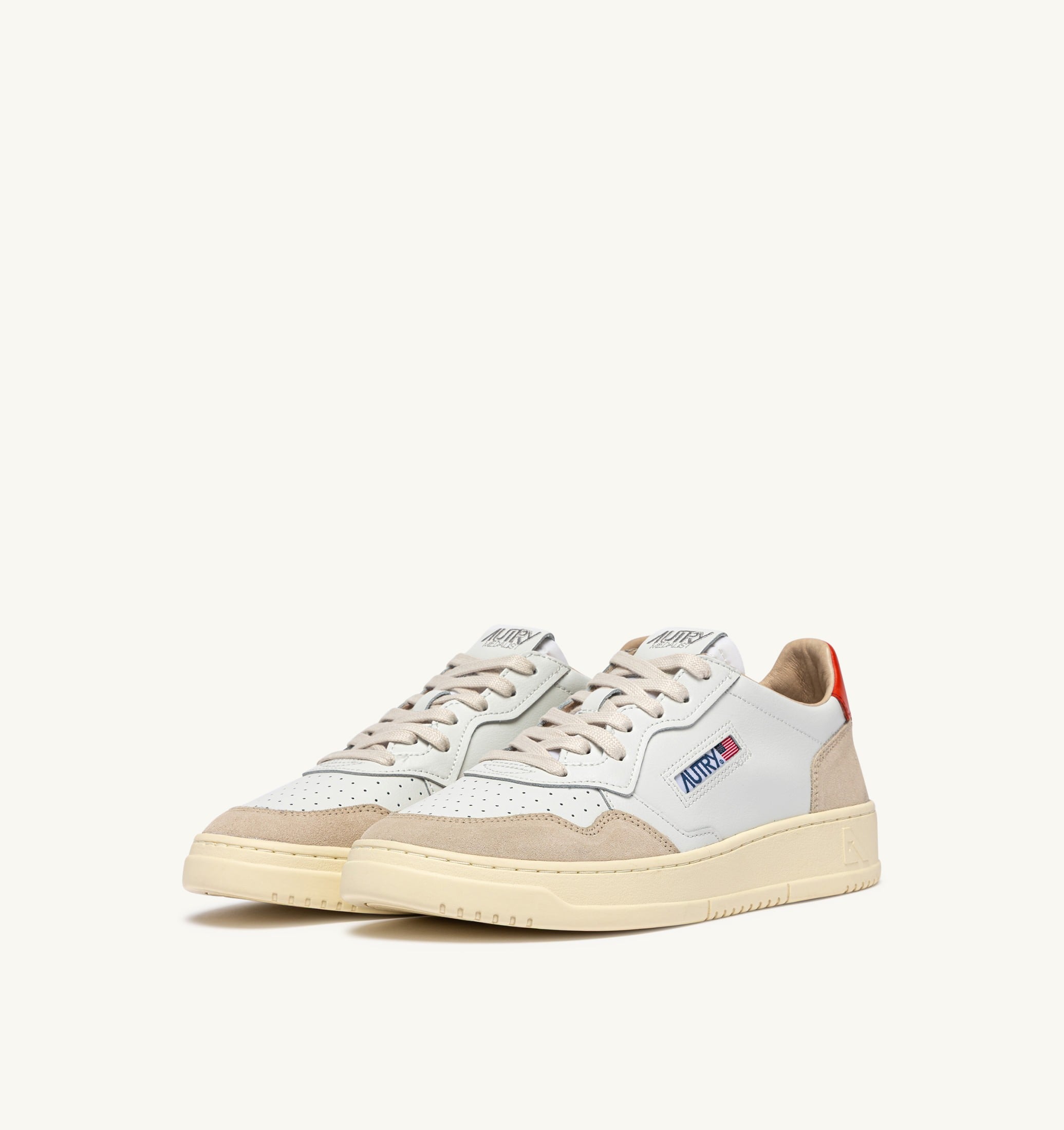 SNEAKERS MEDALIST LOW IN SUEDE E PELLE BIANCA E LION