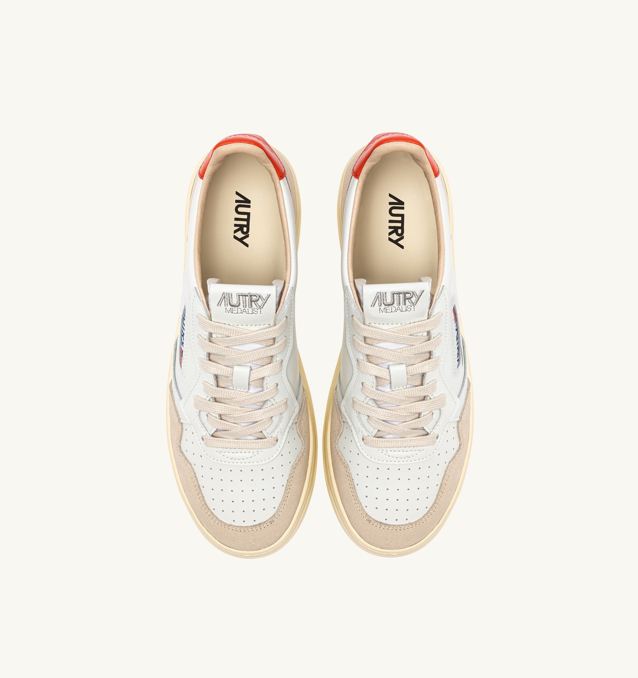 SNEAKERS MEDALIST LOW IN SUEDE E PELLE BIANCA E LION