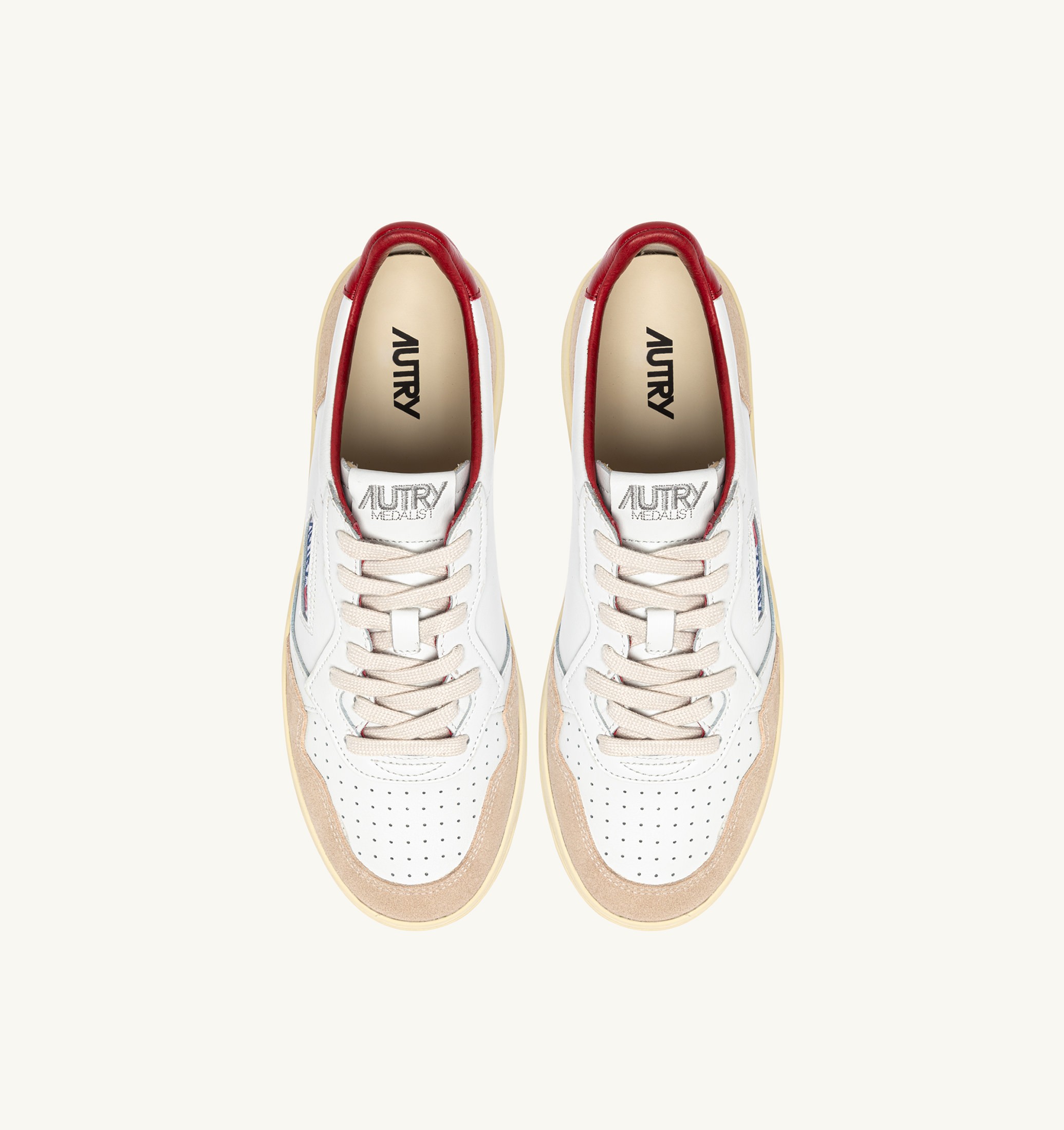 SNEAKERS MEDALIST LOW IN SUEDE E PELLE BIANCA E ROSSA CON LETTERING