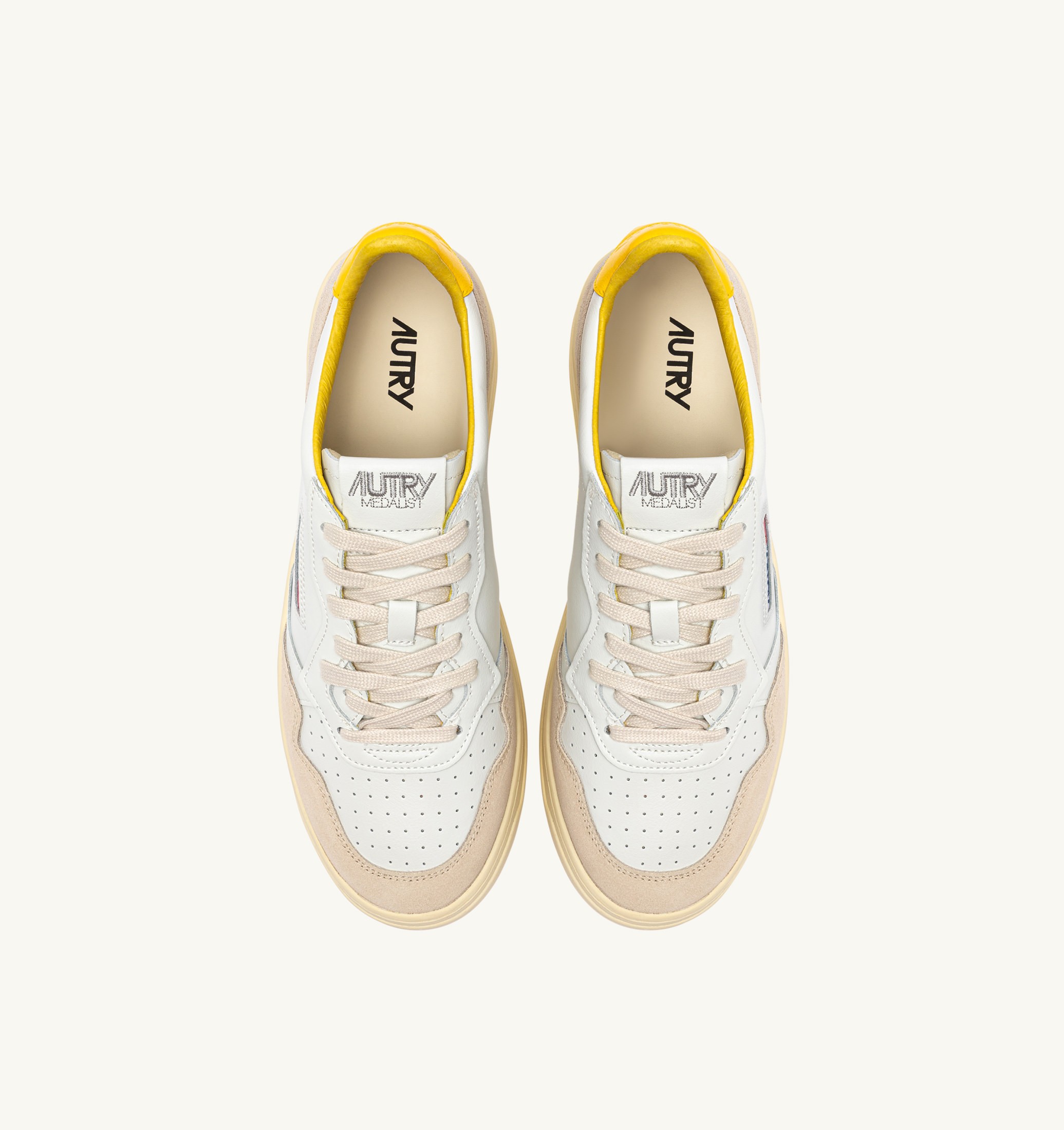 SNEAKERS MEDALIST LOW IN SUEDE E PELLE BIANCA E SLICKER CON LETTERING