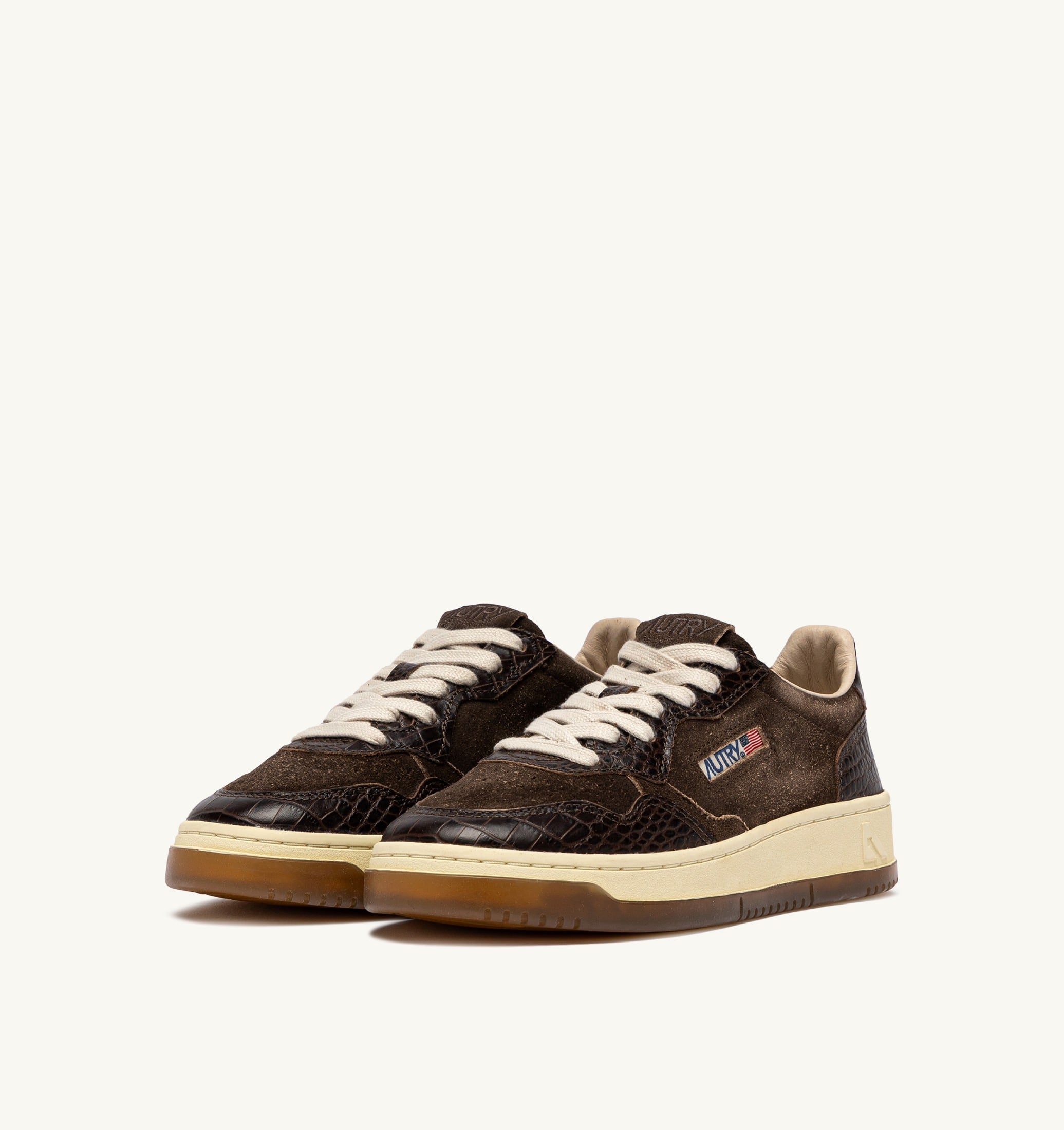SNEAKERS MEDALIST LOW IN SUEDE E PELLE MUSTANG E MARRONE