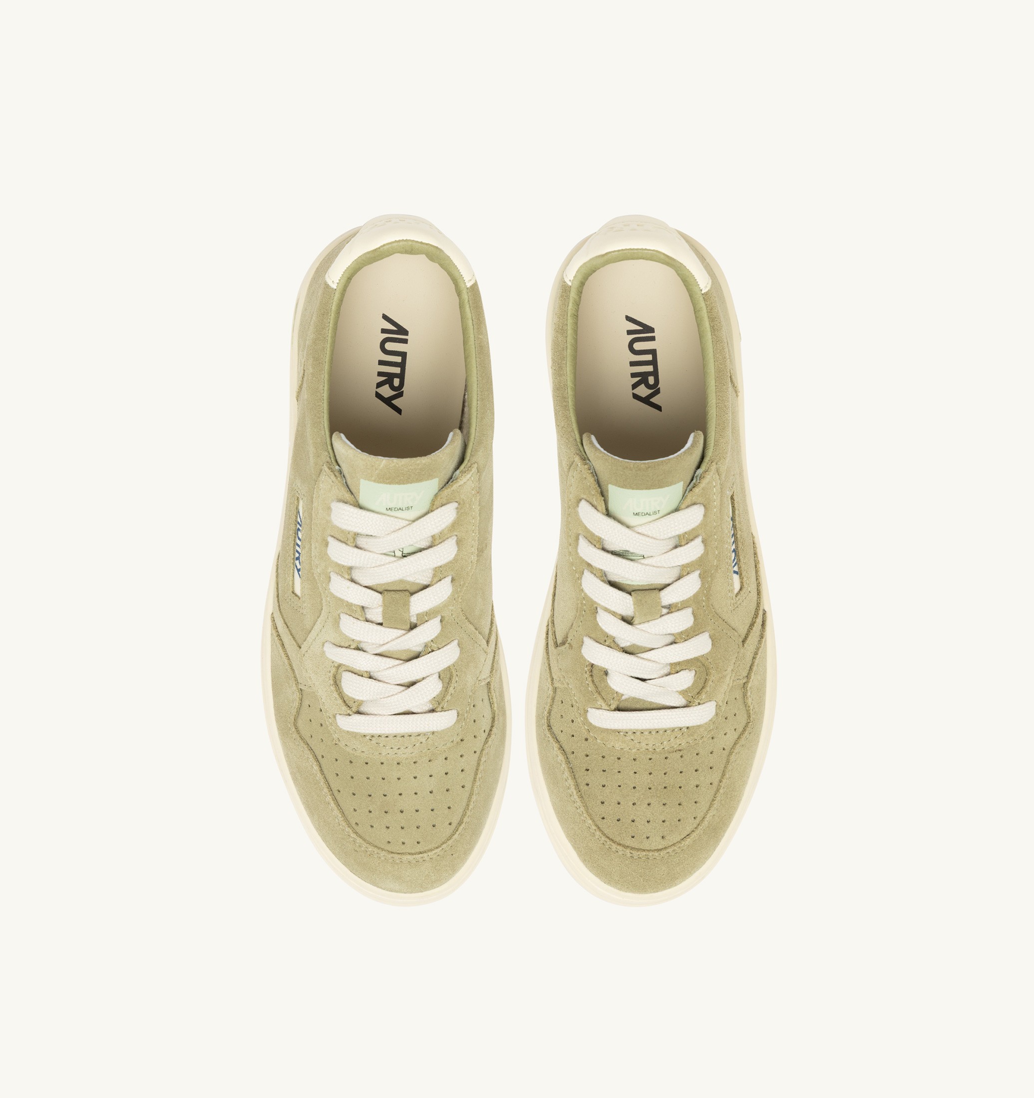 SNEAKERS MEDALIST LOW IN SUEDE GRAY GREEN E BIANCO