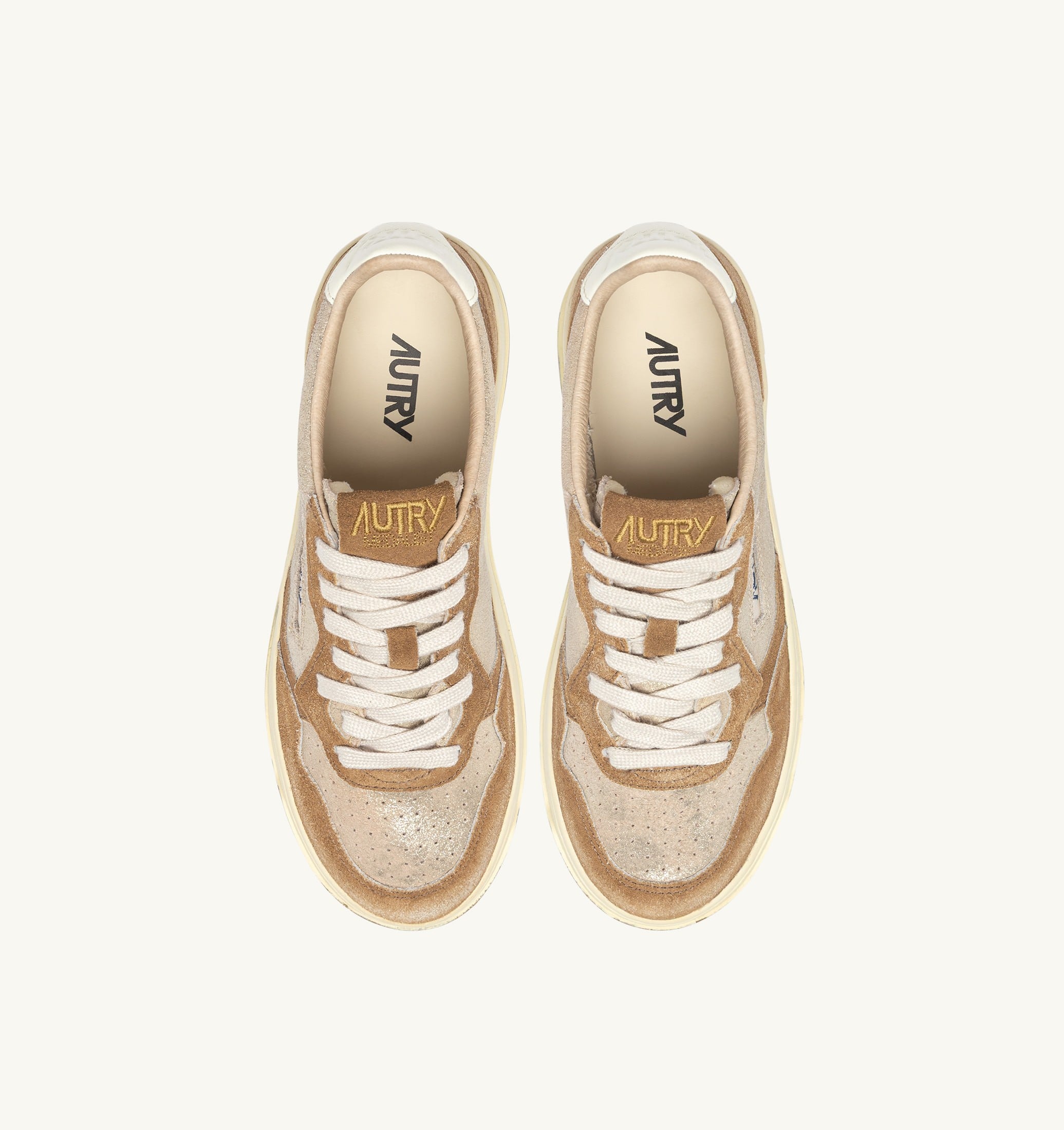 SNEAKERS MEDALIST LOW IN SUEDE PLATINO E BEIGE SUGAR