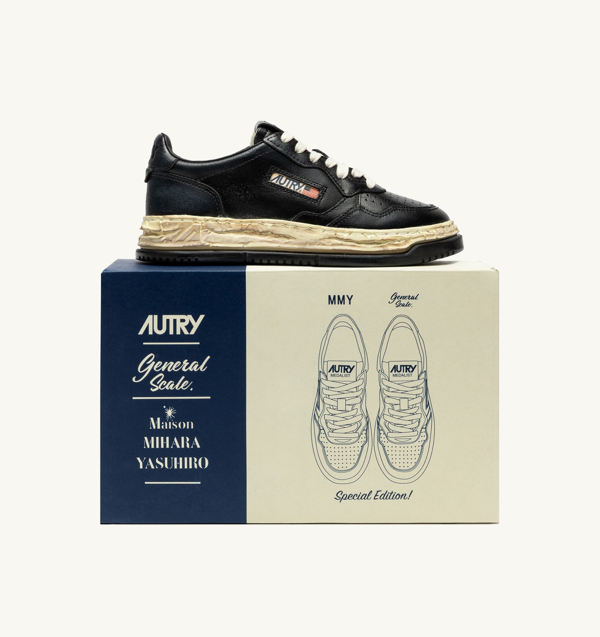 SNEAKERS MEDALIST LOW SUPER VINTAGE 'Autry x Maison MIHARA YASUHIRO General Scale.' IN PELLE NERA