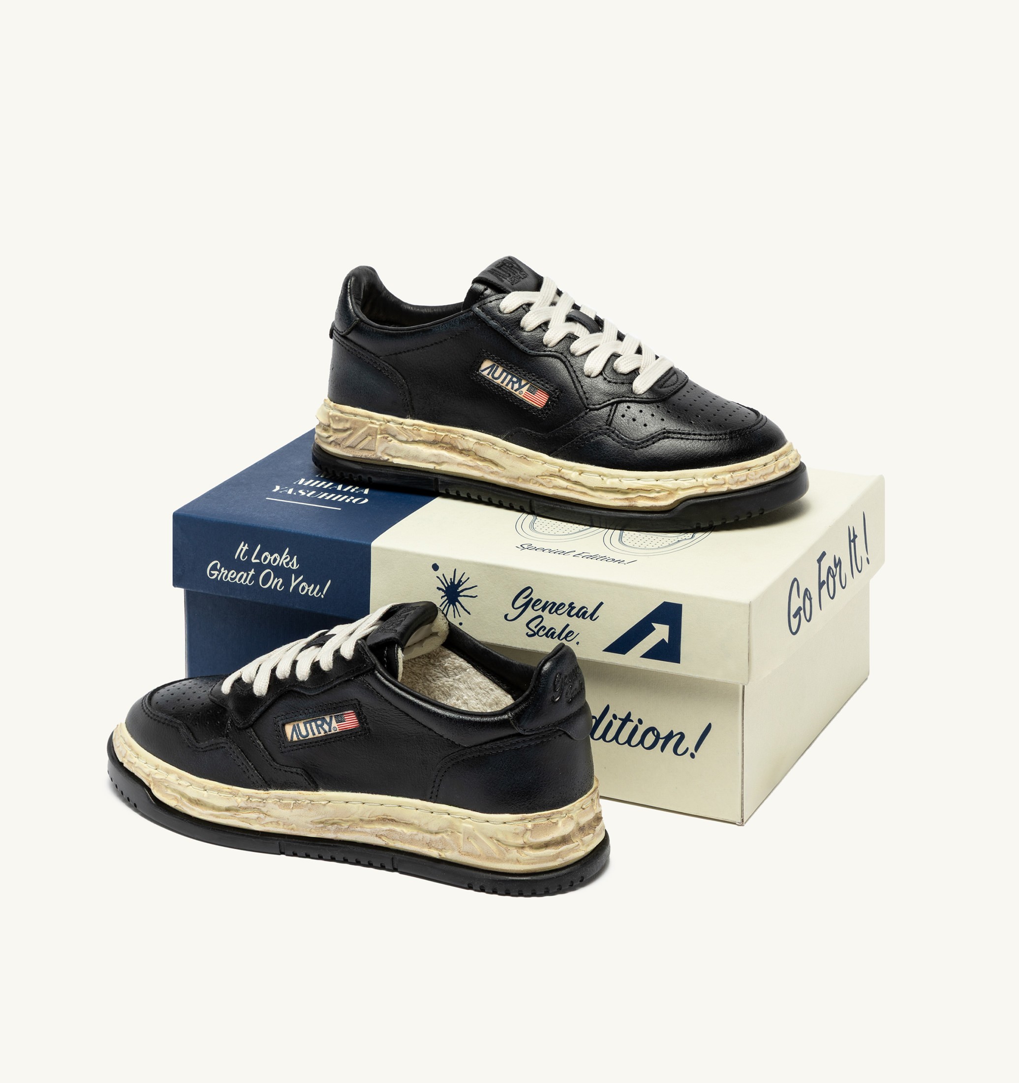 SNEAKERS MEDALIST LOW SUPER VINTAGE 'Autry x Maison MIHARA YASUHIRO General Scale.' IN PELLE NERA