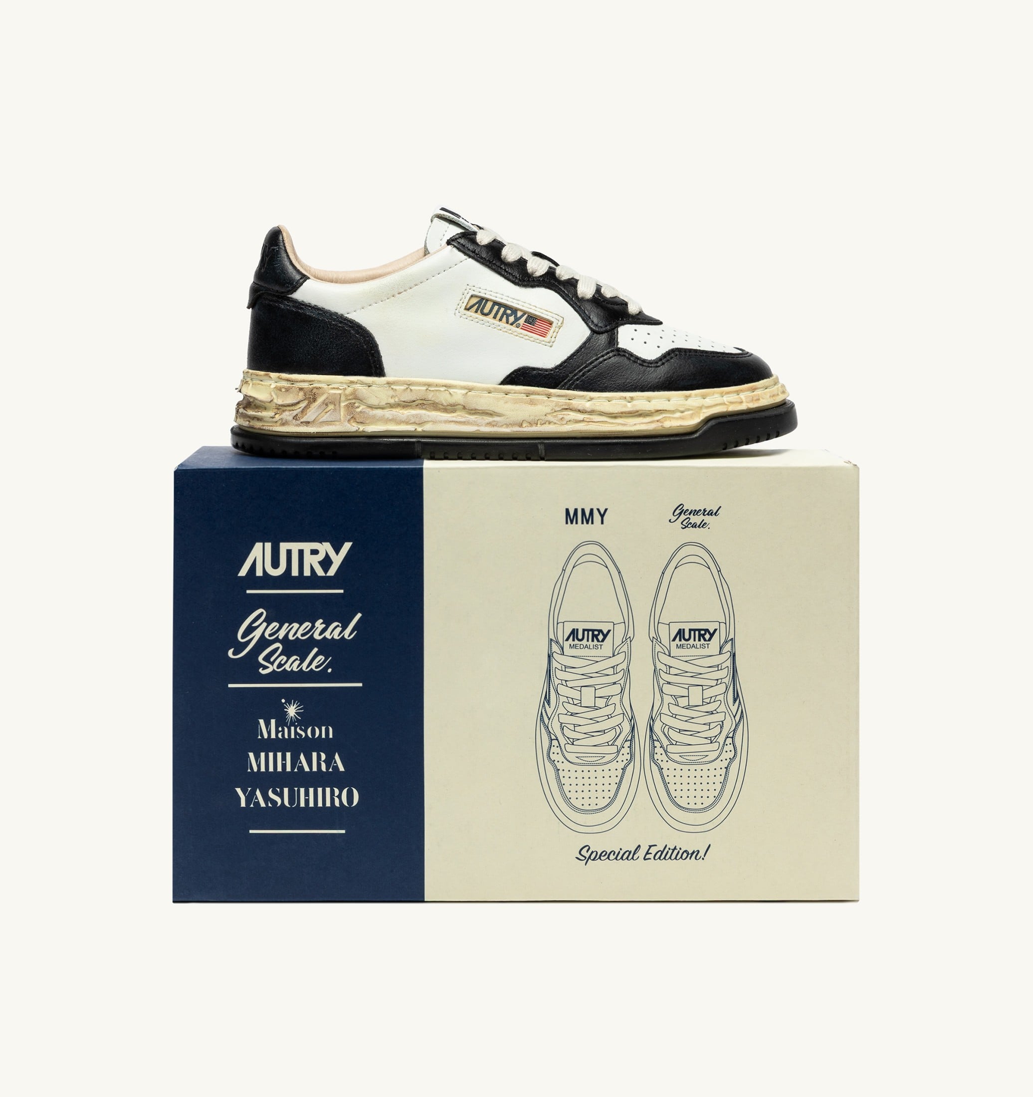 SNEAKERS MEDALIST LOW SUPER VINTAGE 'Autry x Maison MIHARA YASUHIRO General Scale.' BIANCA E NERA