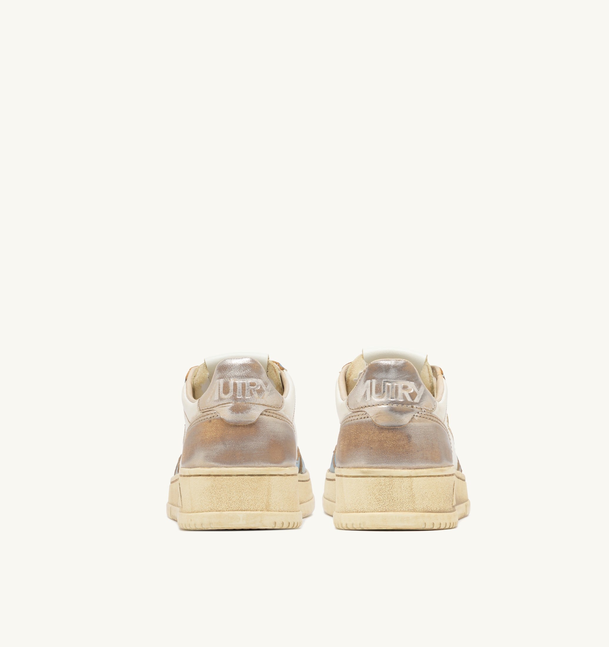 SNEAKERS MEDALIST LOW SUPER VINTAGE IN PELLE ARGENTO E BLUE