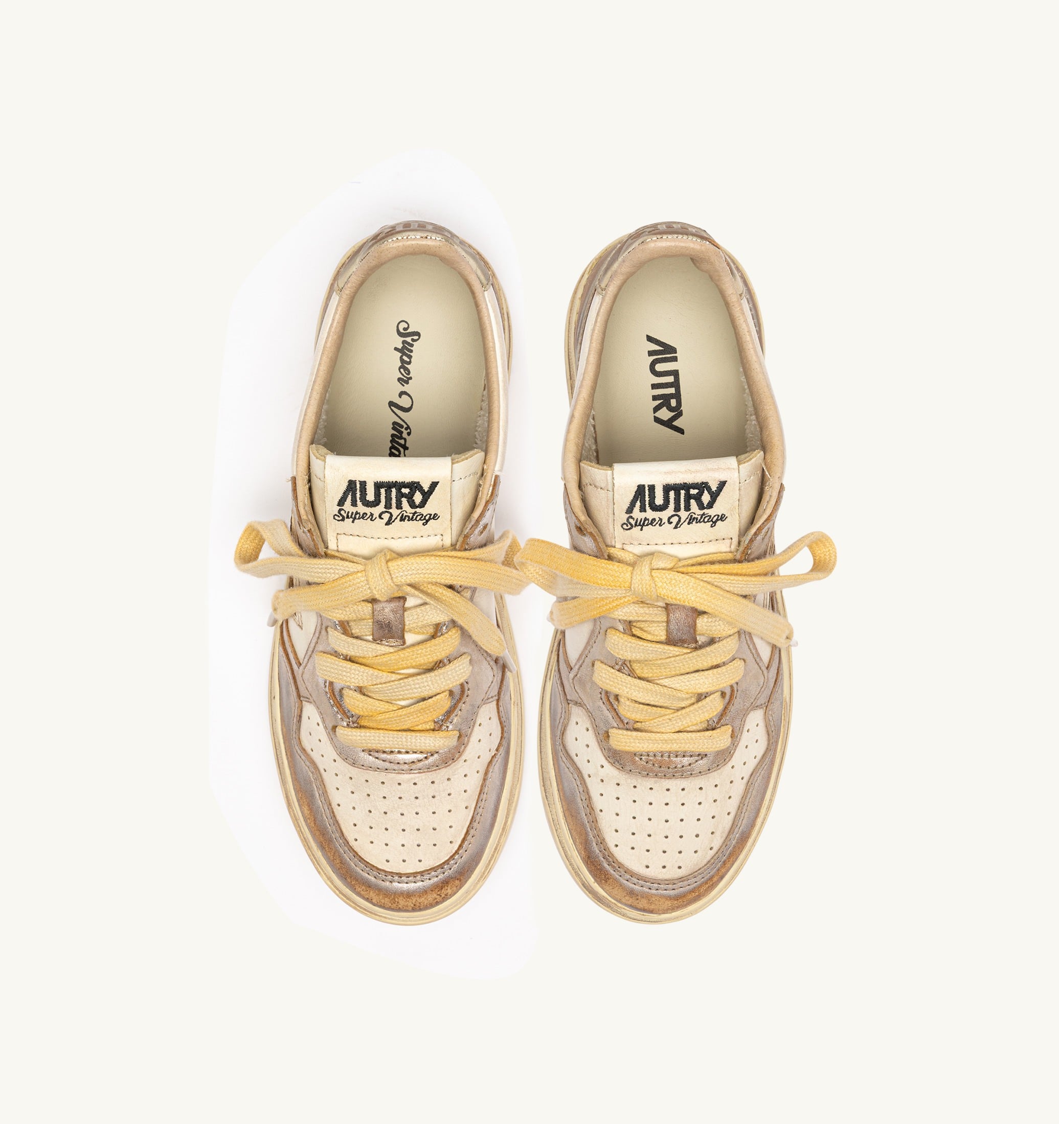 SNEAKERS MEDALIST LOW SUPER VINTAGE IN PELLE ARGENTO E PLATINO