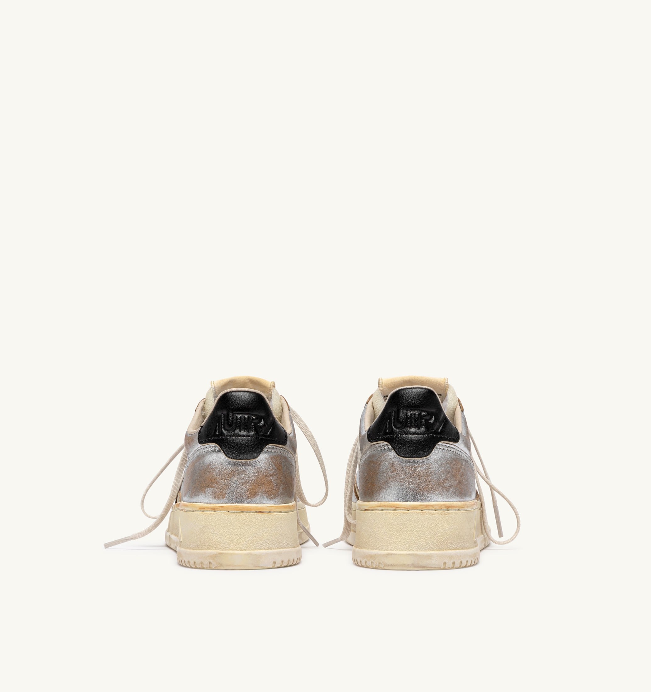 SNEAKERS MEDALIST LOW SUPER VINTAGE IN PELLE ARGENTO PLATINO E NERO