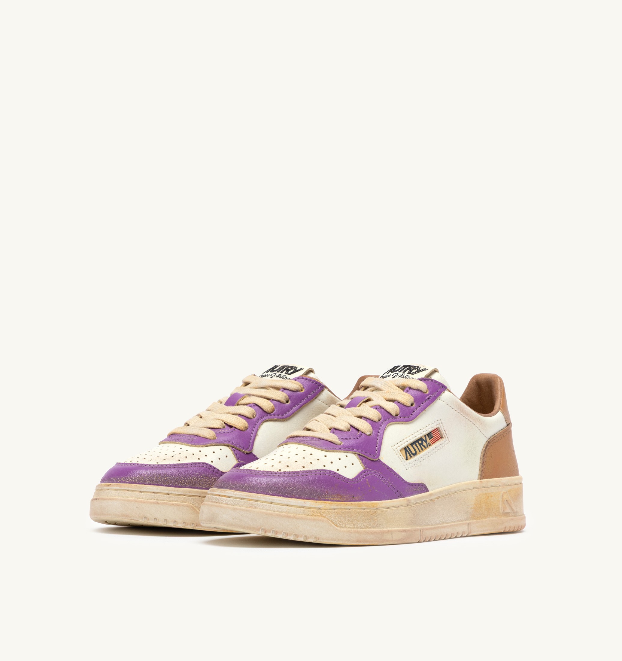 SNEAKERS MEDALIST LOW SUPER VINTAGE IN PELLE BIANCA APPLE CINNAMON E DEWBERRY